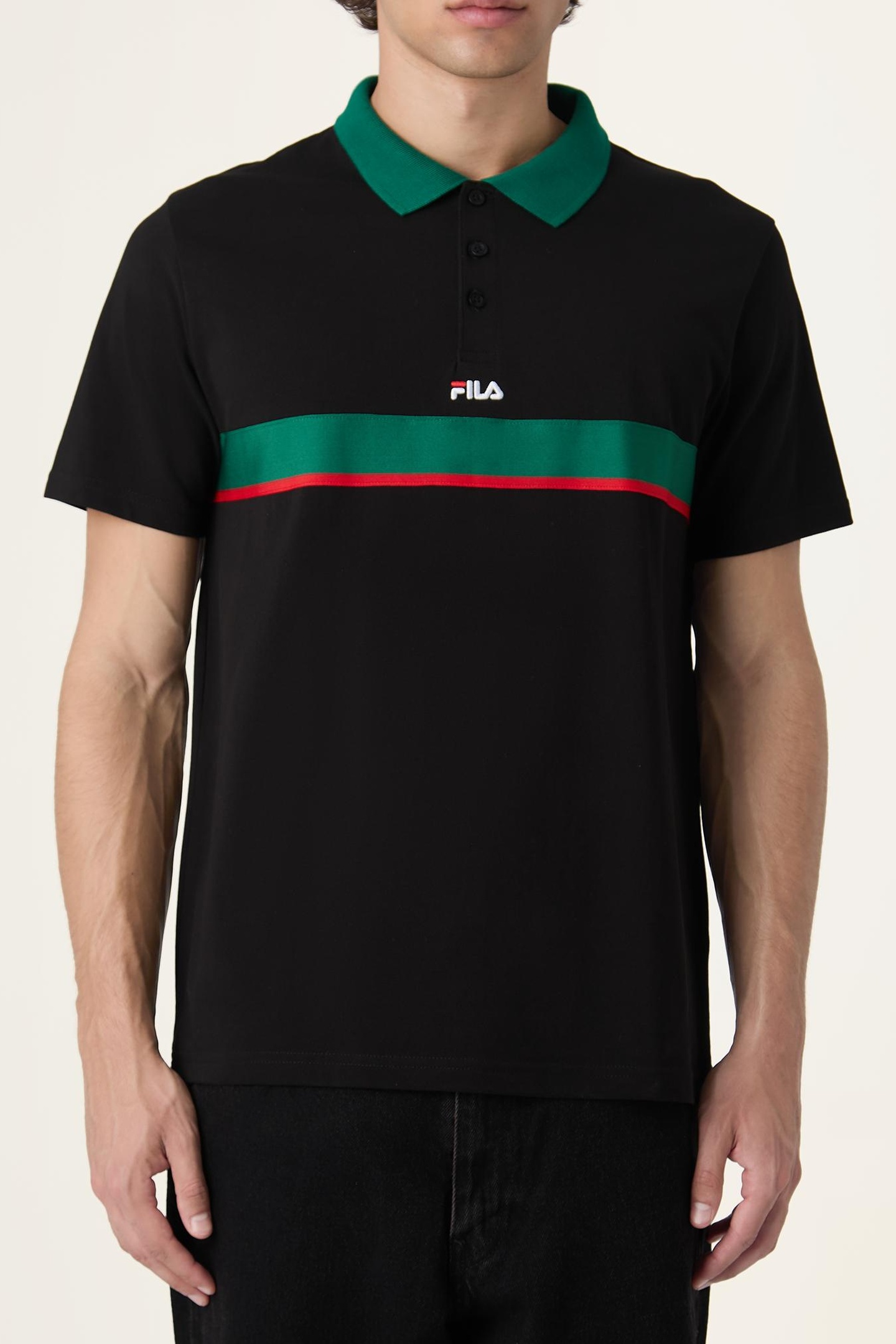 SAGANO RELAXED TAPED POLO SHIRT BLACK 1