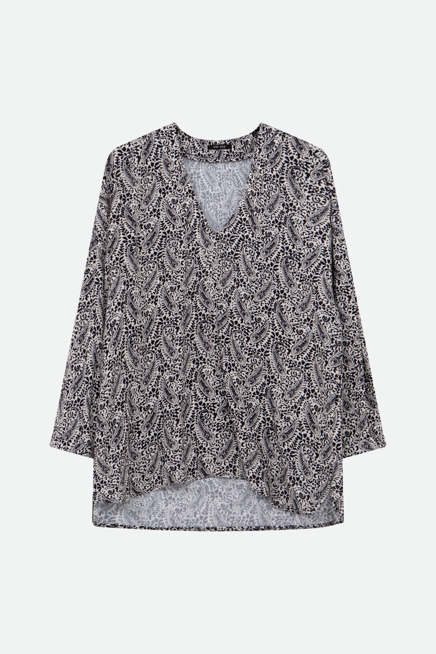 CERES - BLACK BLOUSE WITH NEO CASHMERE PRINT 5