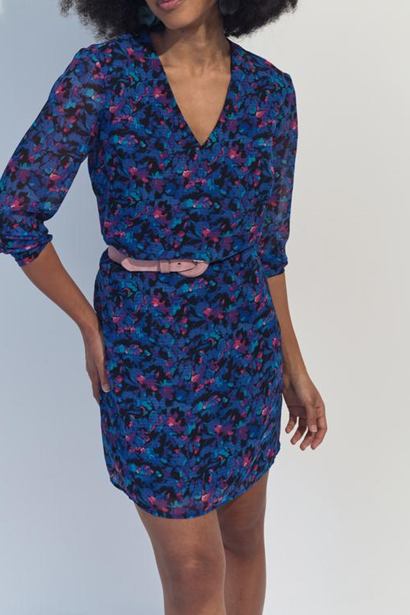 RYANNA - BLUE DRESS WITH AQUATIC FLORAL PRINT 4