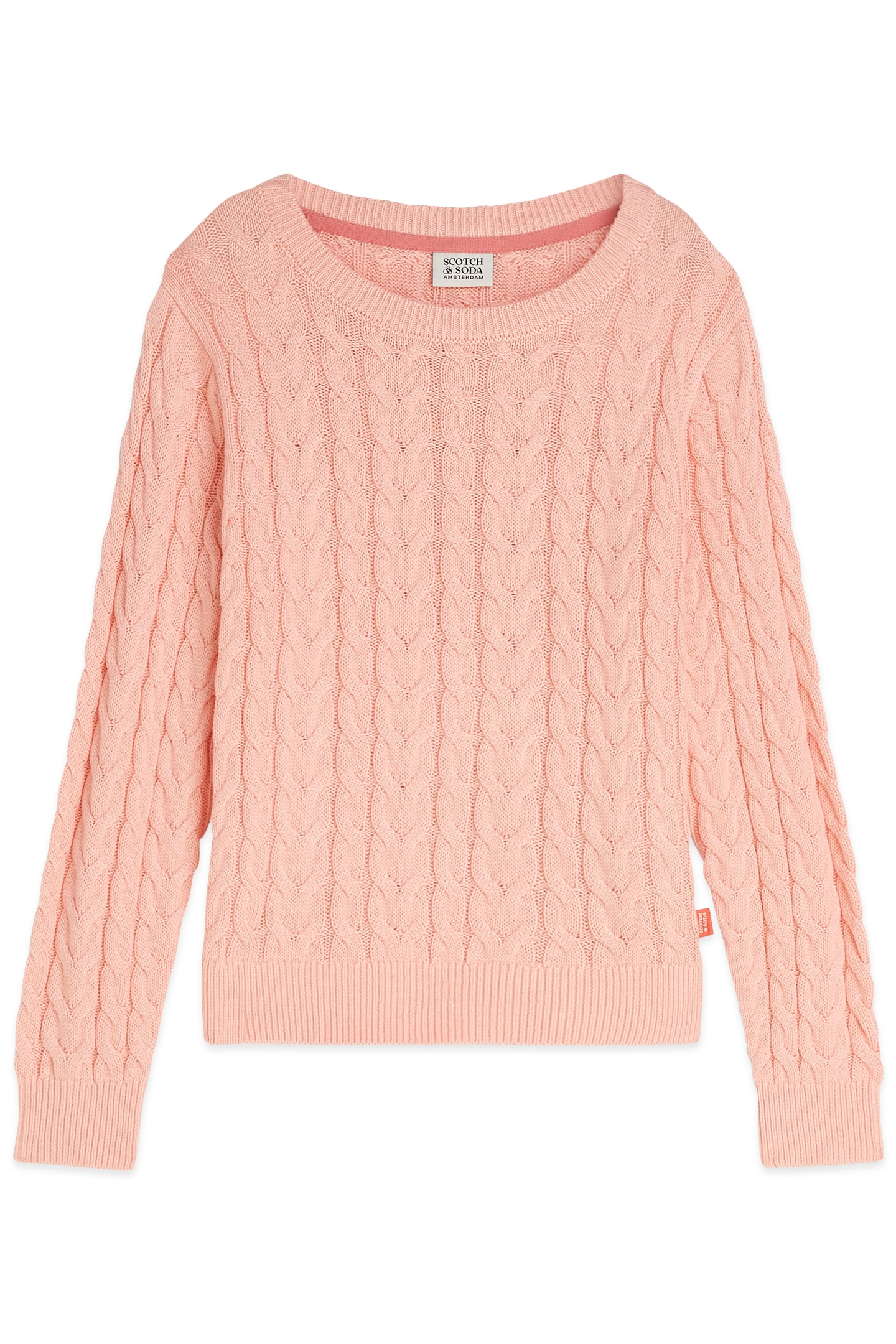 GIRLS CABLE SWEATER KNIT L/S PINK/YELLOW 1