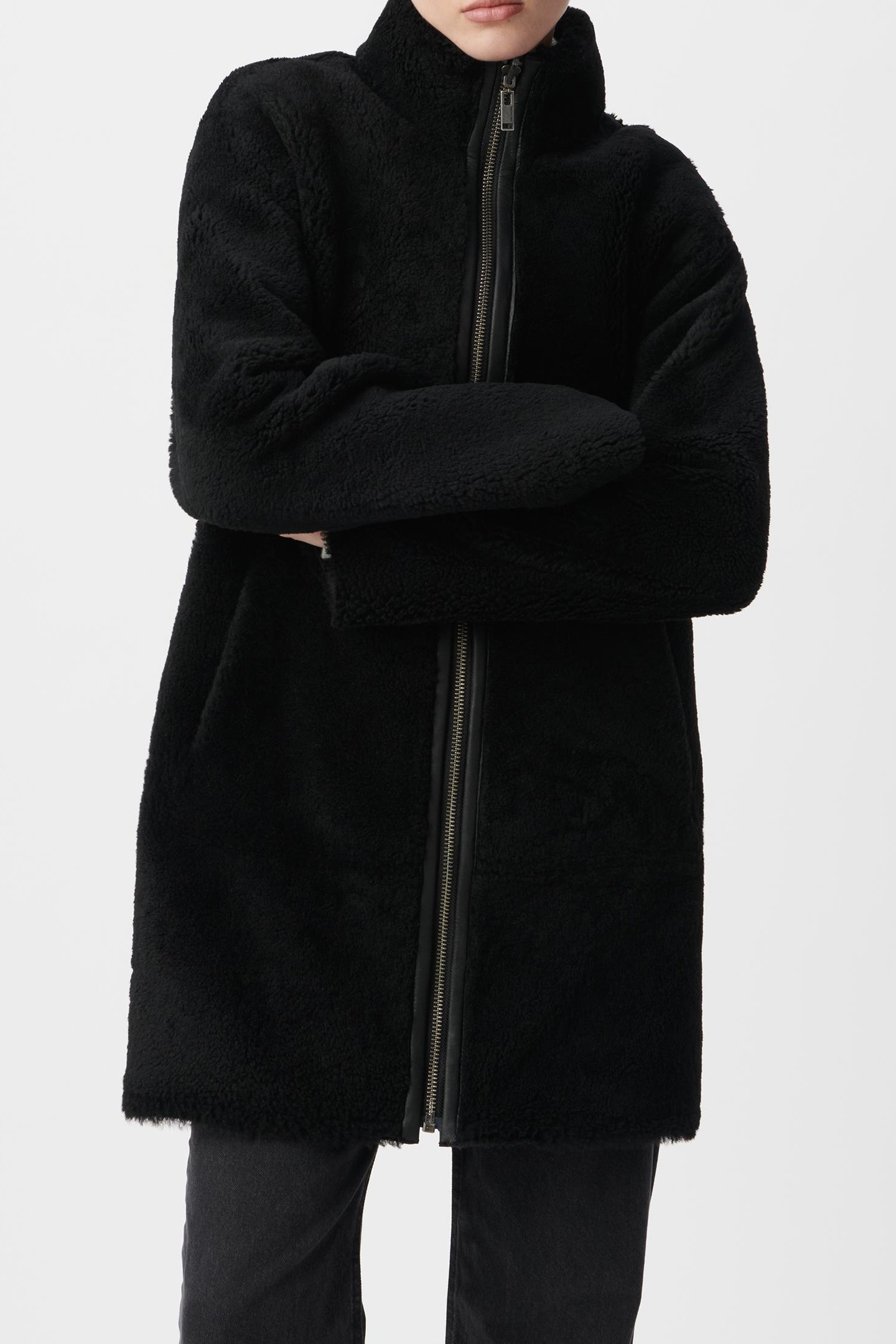MID-LENGTH, BLACK, SHEEPSKIN COAT 2
