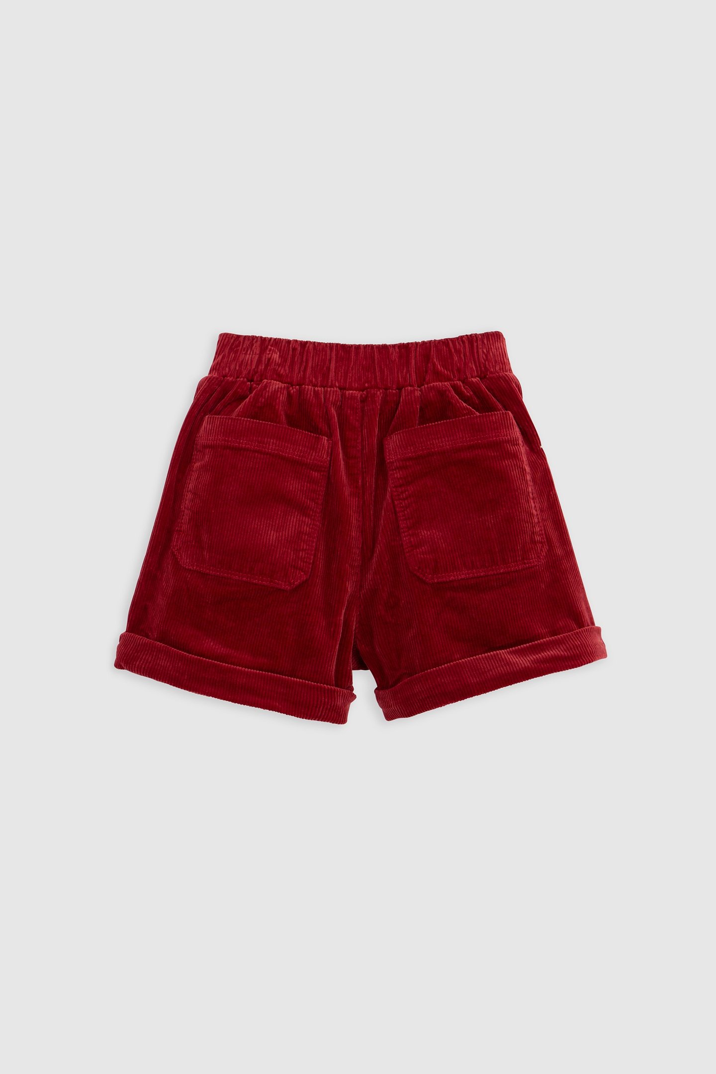 GIRLS' BURGUNDY CORDUROY SHORTS WITH BOW AND BELT 2