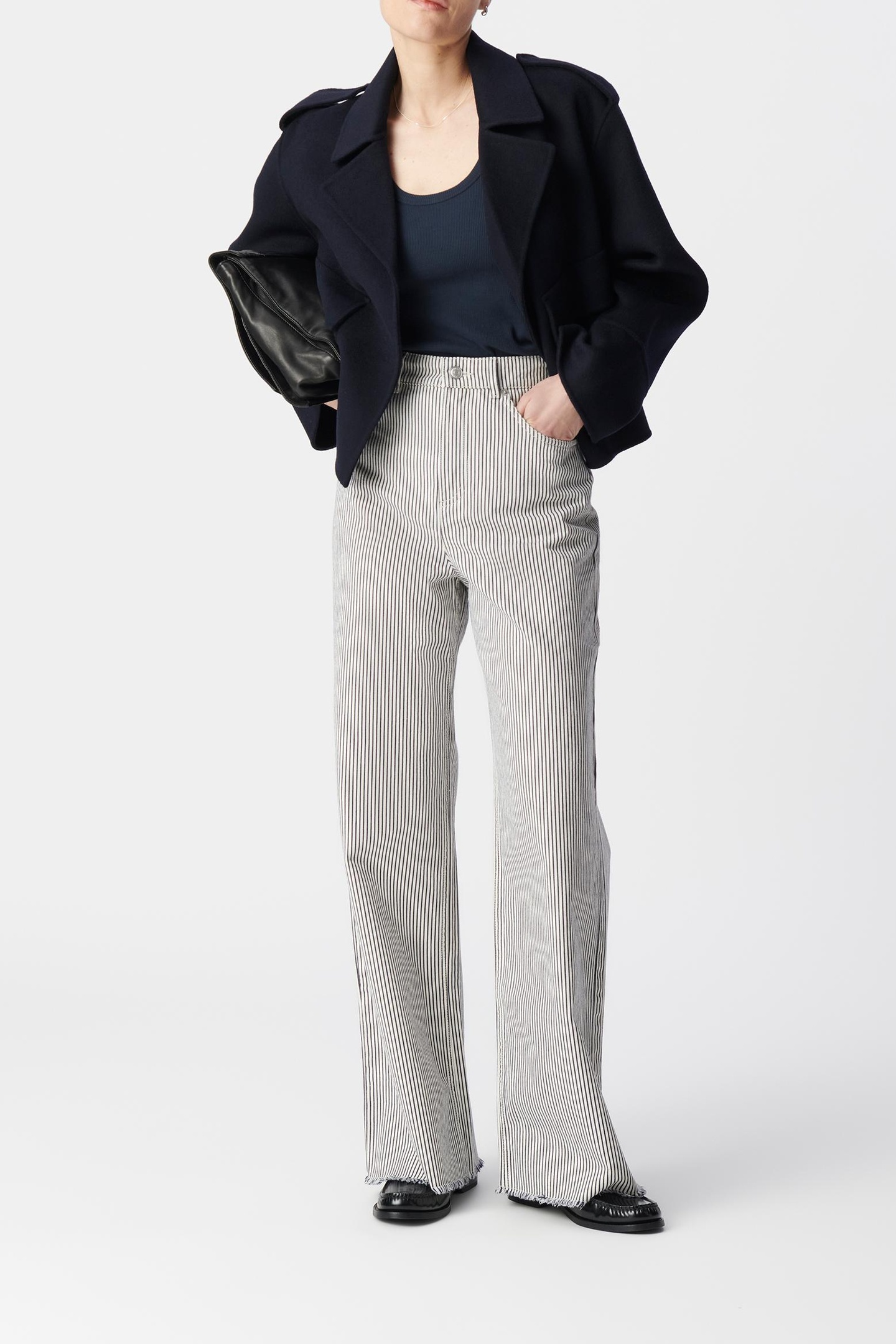 EDIE WIDE-LEG JEANS, WHITE, FINE STRIPE PATTERN 1