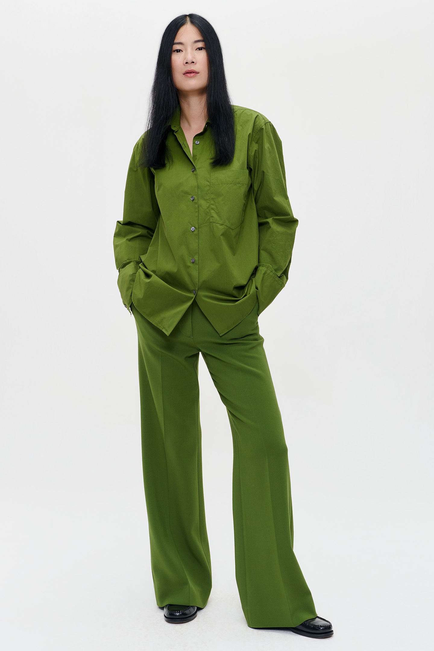 POPLIN SHIRT HERB GREEN 1