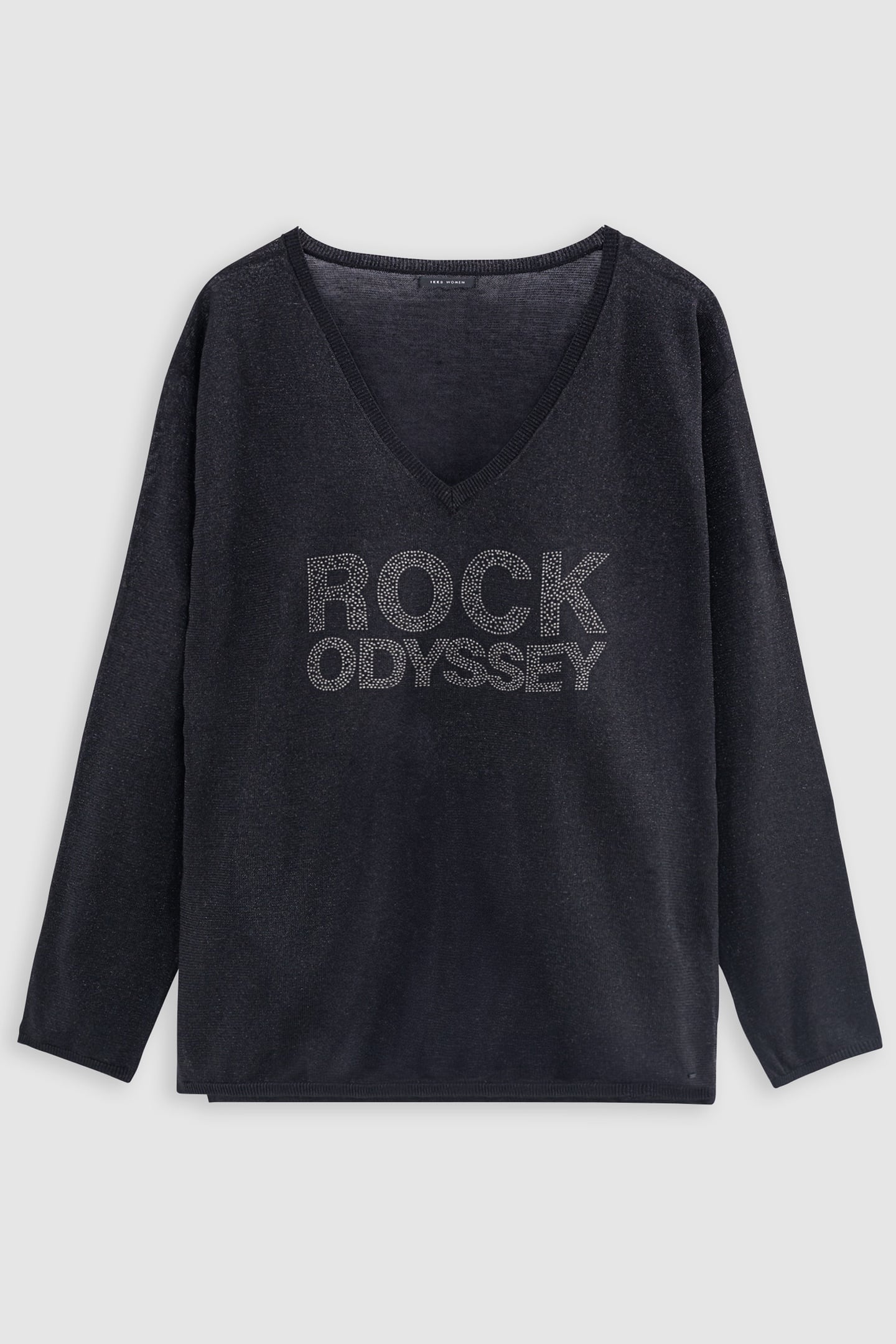 BLACK KNITTED SWEATER LUREX STUDDED MESSAGE 1