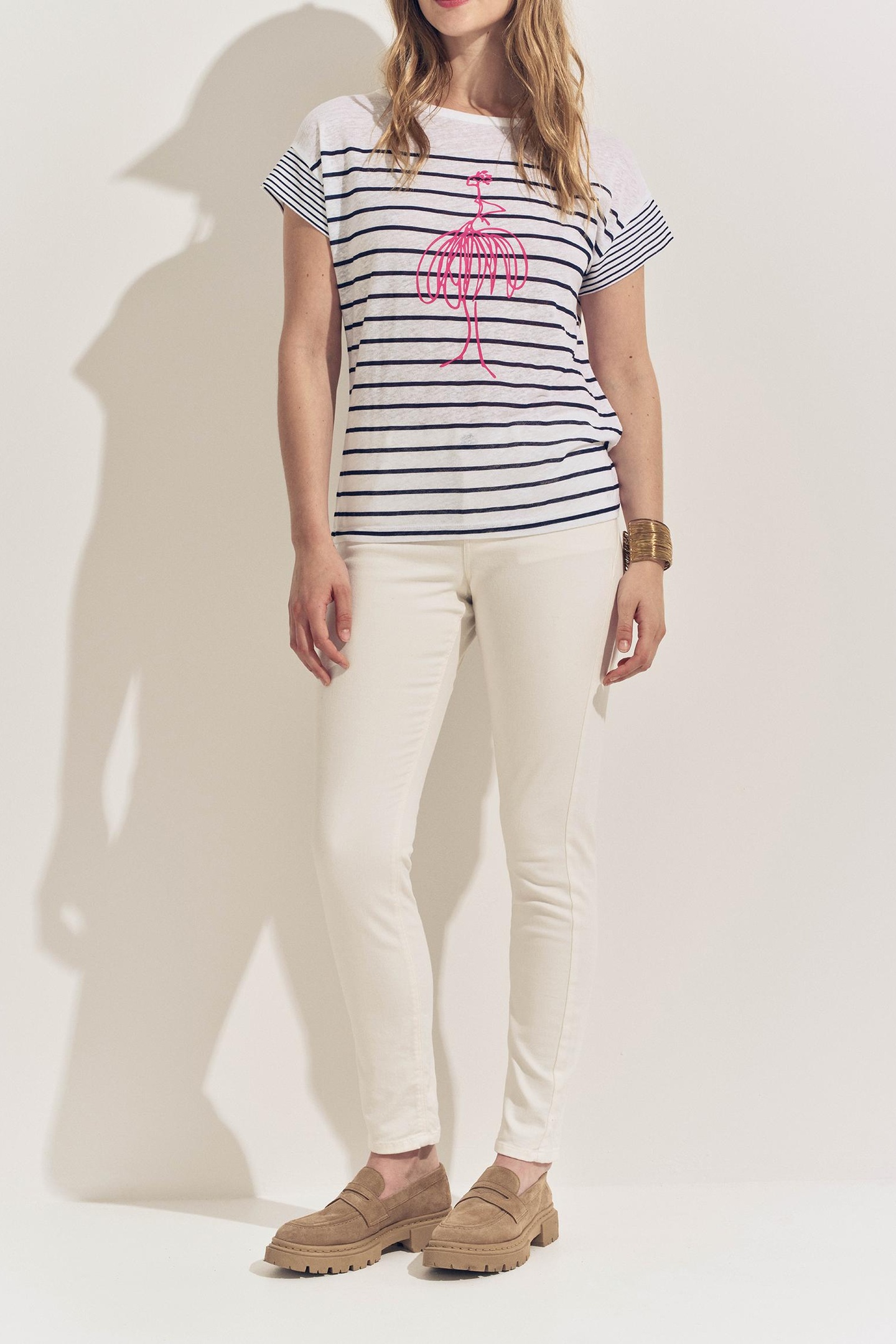 MOLLY- WHITE NAVY STRIPE T-SHIRT & DANCER 1