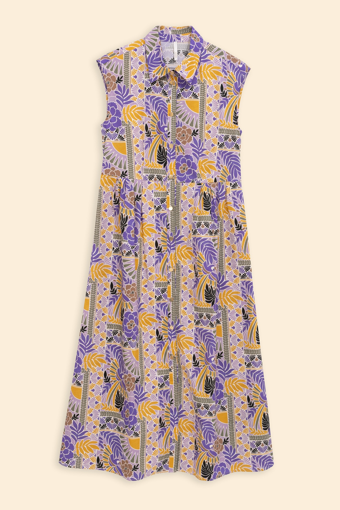MAUVE LONG SHIRT-DRESS WITH PARROT PRINT PARMA 6