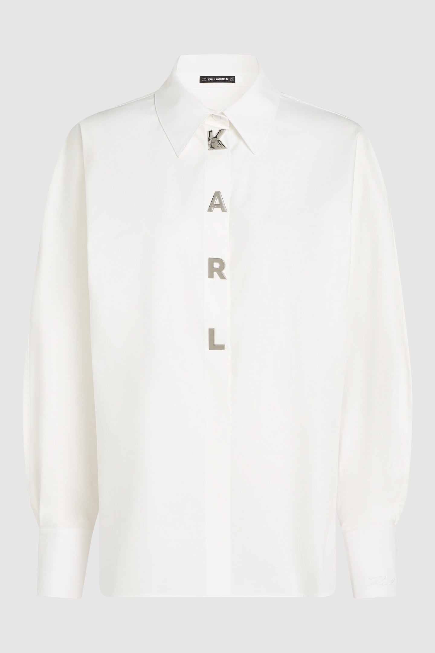WHITE KARL SNAP FASHION POPLIN SHIRT 4