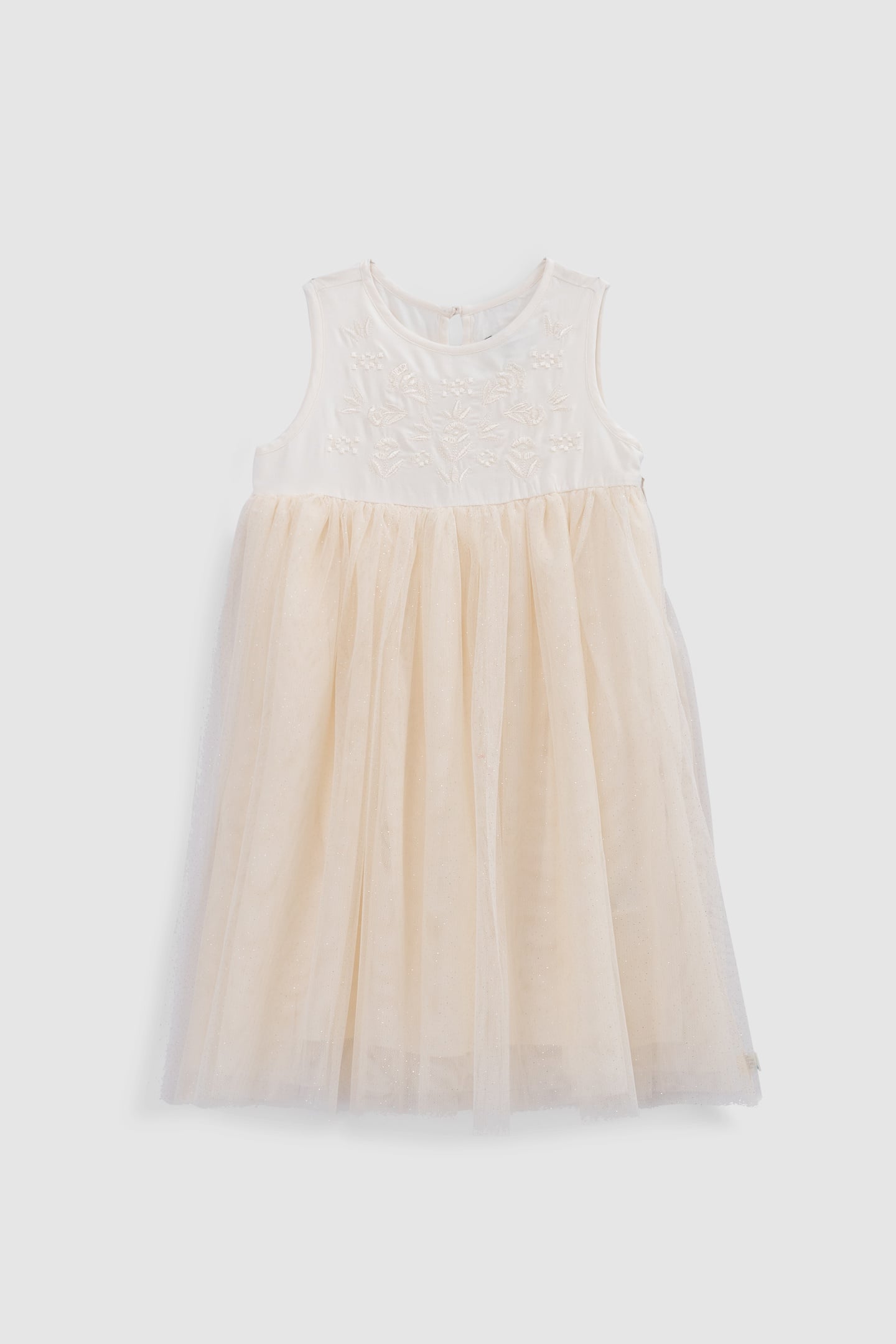 TWO-MATERIAL EMBROIDERED ECRU TUTU DRESS 1