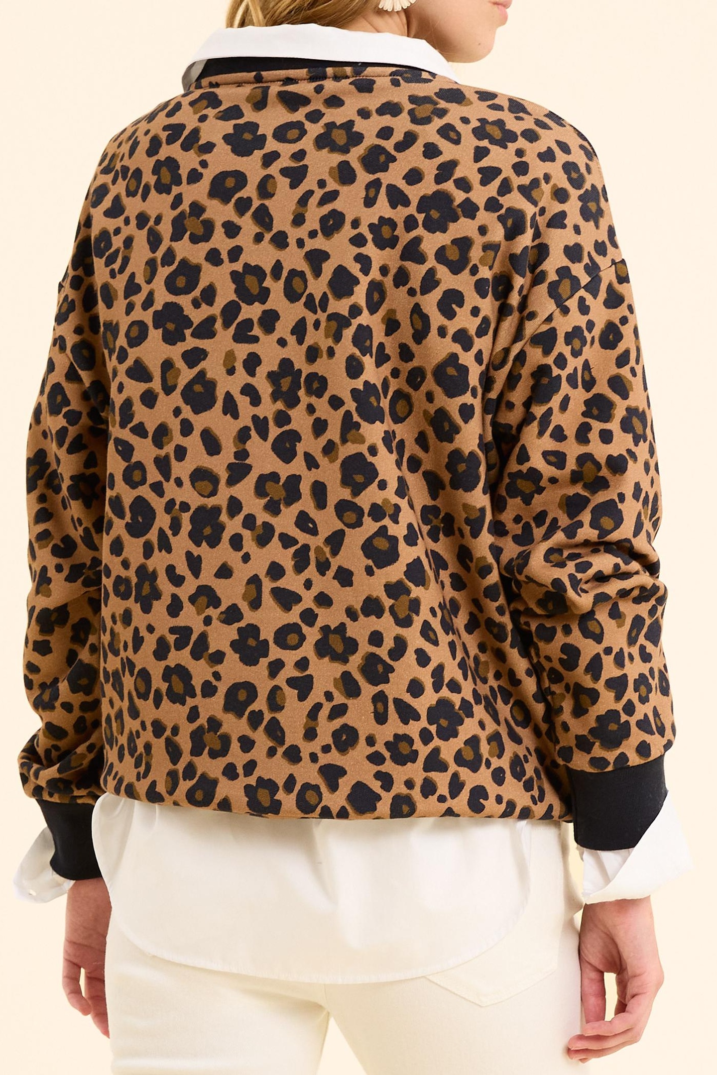 LEOPARD SWEATSHIRT WITH HEART EMBROIDERY CAMEL 3