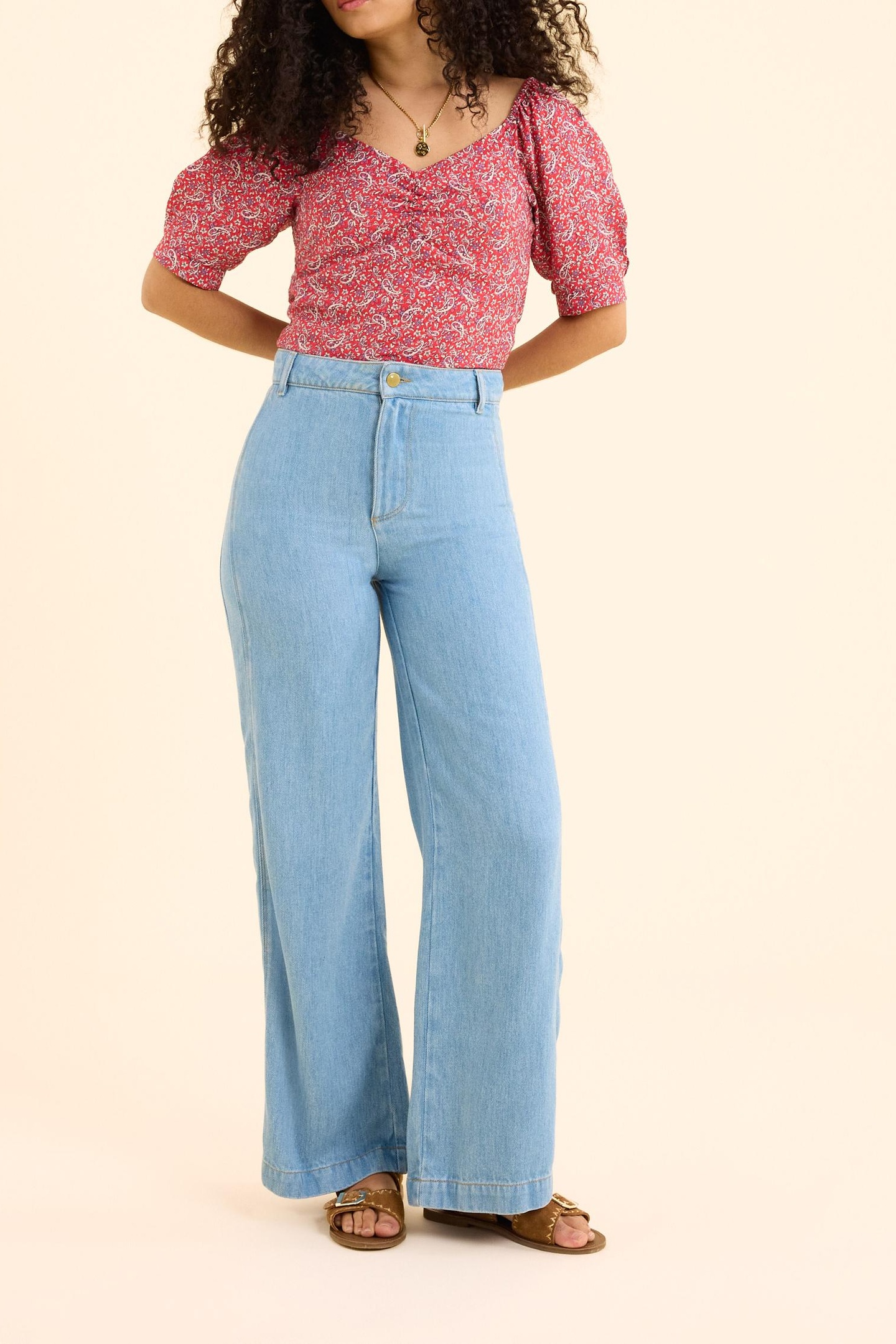 RED PAISLEY PRINT TOP CARMINE RED 3