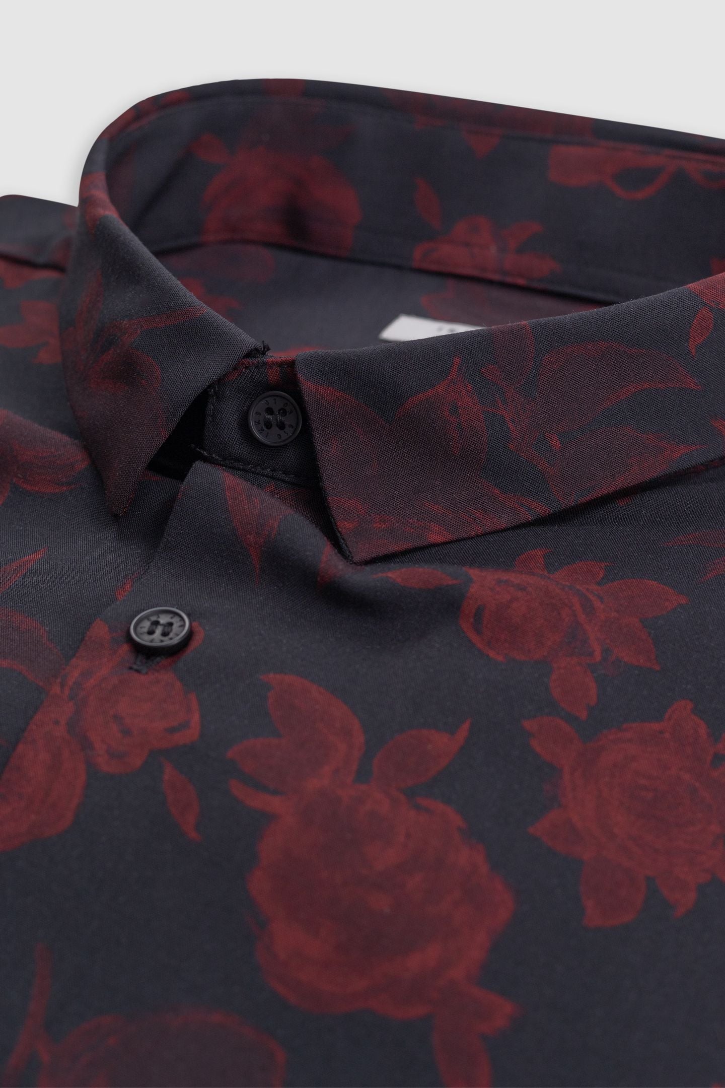 BLACK SLIM SHIRT WITH RED ROSE PRINT 6