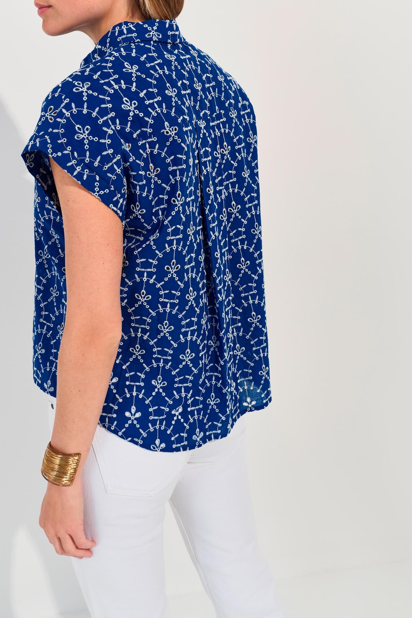 CORNELIA - BLUE SHIRT WITH ALL-OVER EMBROIDERY 5