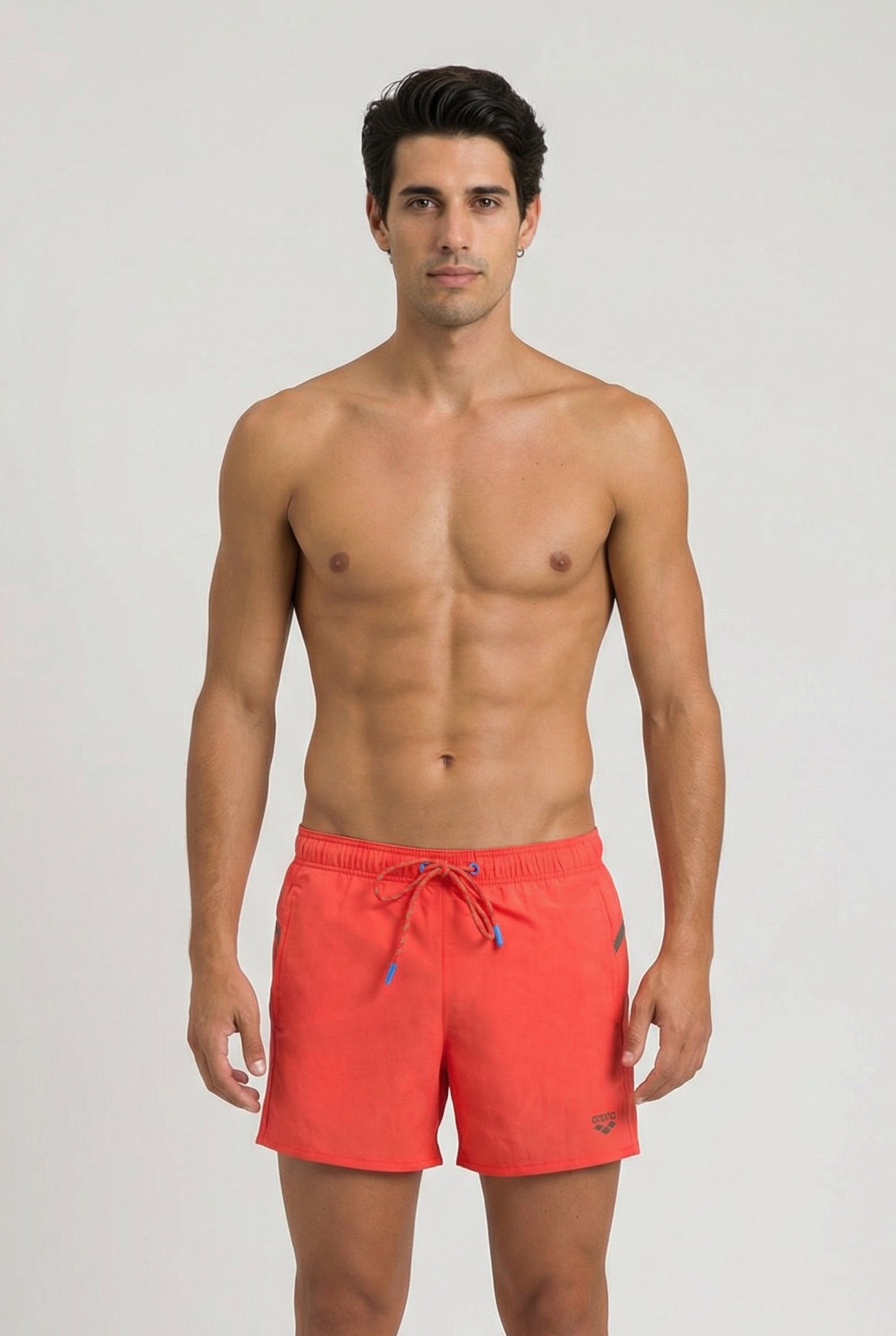 MEN'S ARENA PRO_FILE BEACH SHORT FLUO RED-DARK OLIVE 1