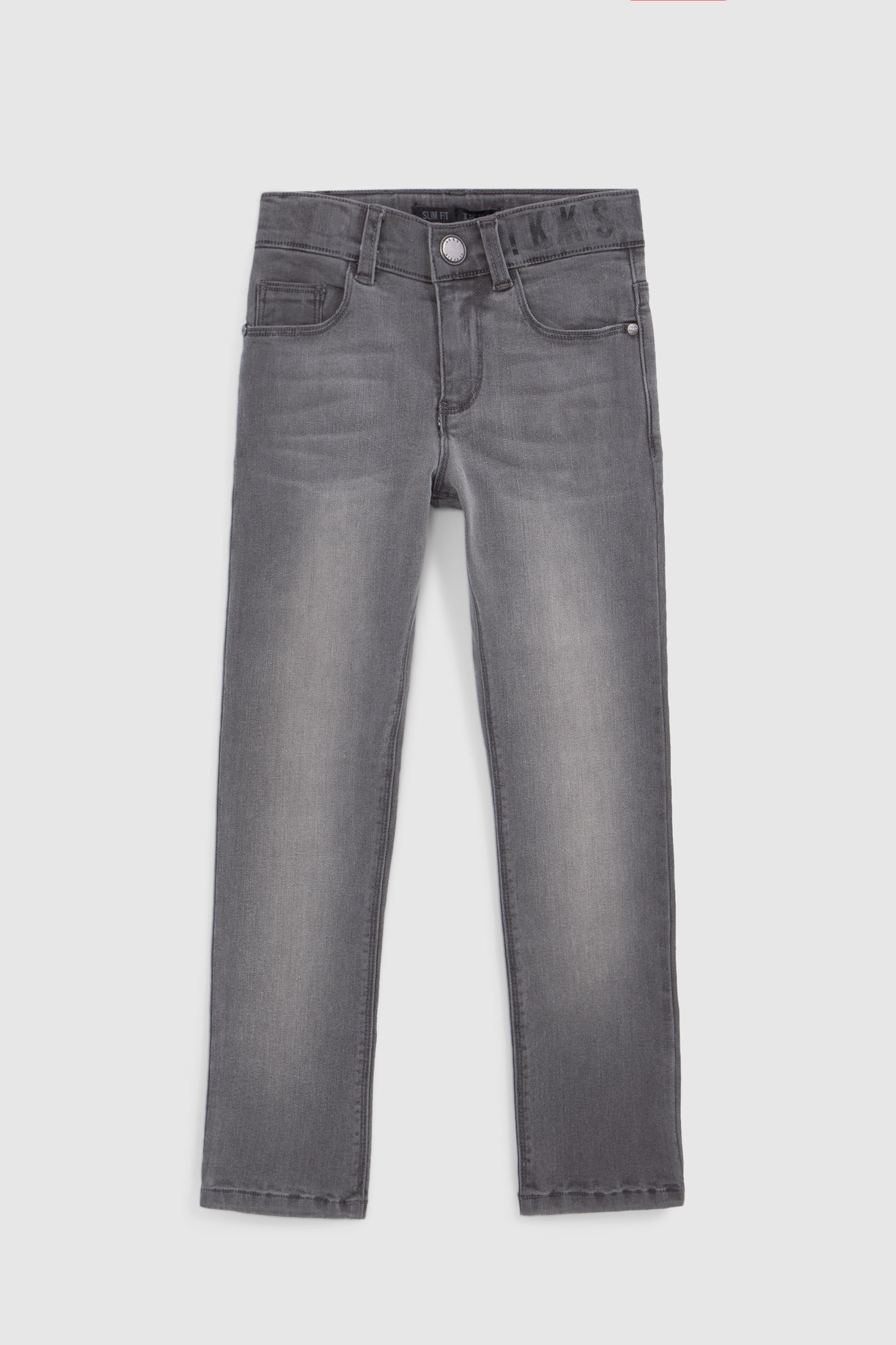 GREY SLIM JEANS WITH WIDE STRIPED WAISTBAND FOR BOYS 1