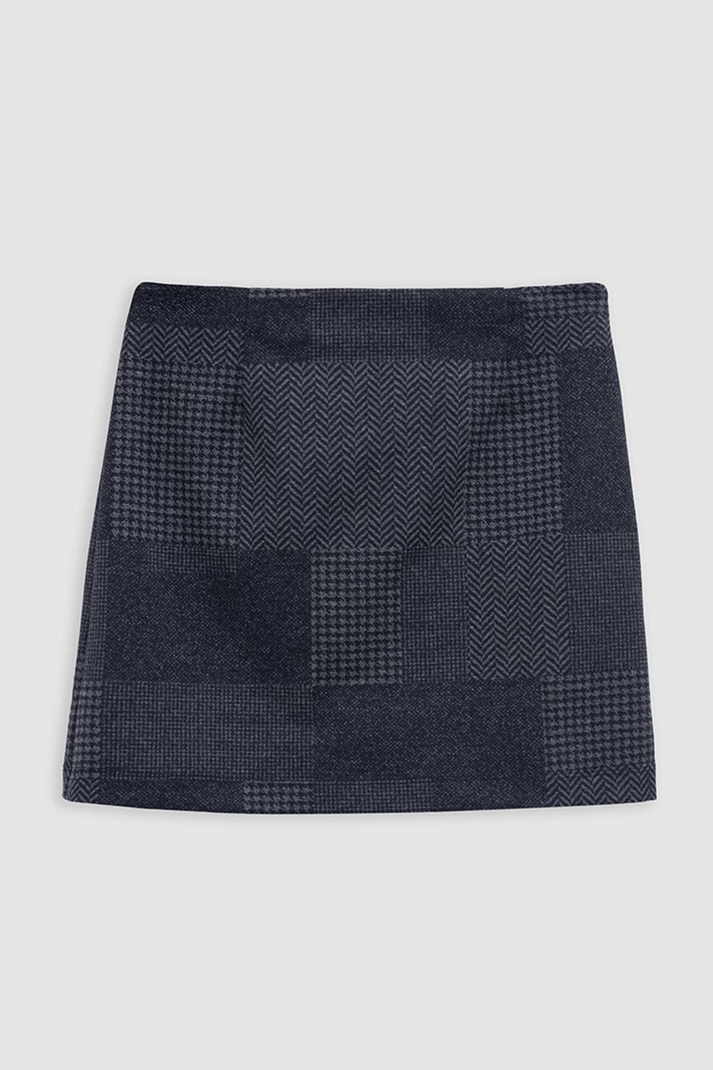 PATCHWORK EFFECT MILANO GREY KNIT SHORT SKIRT 7