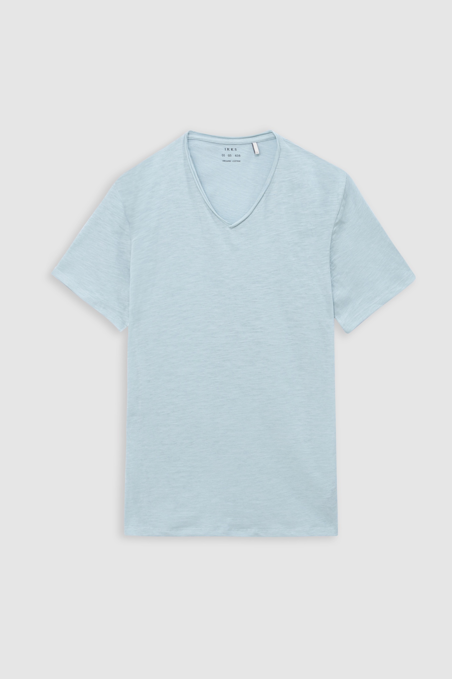 GREY BLUE ORGANIC COTTON ESSENTIAL V-NECK T-SHIRT 4