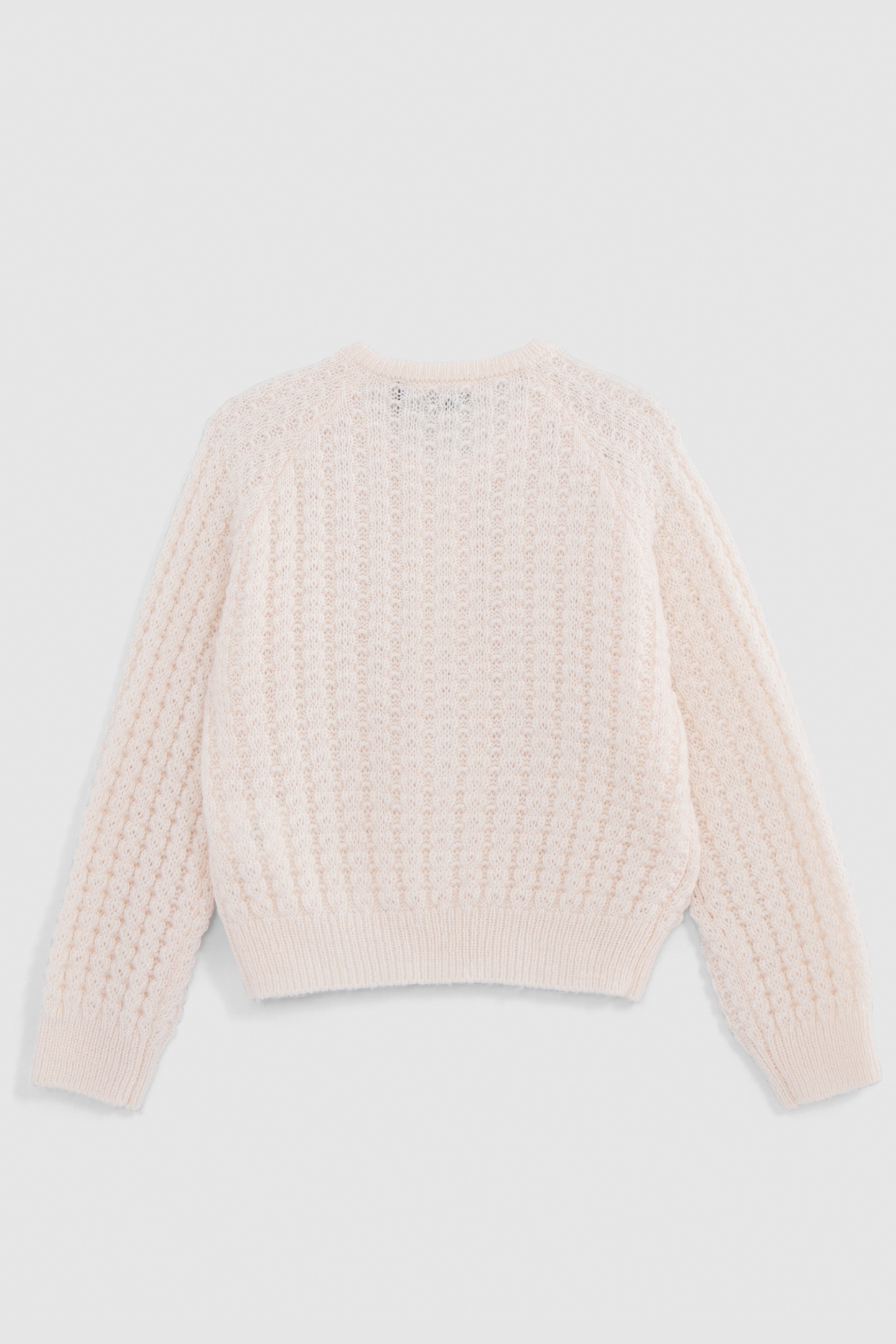 GIRL'S ECRU CARDIGAN WITH ZIPPER AND FANCY OPENWORK KNIT 2