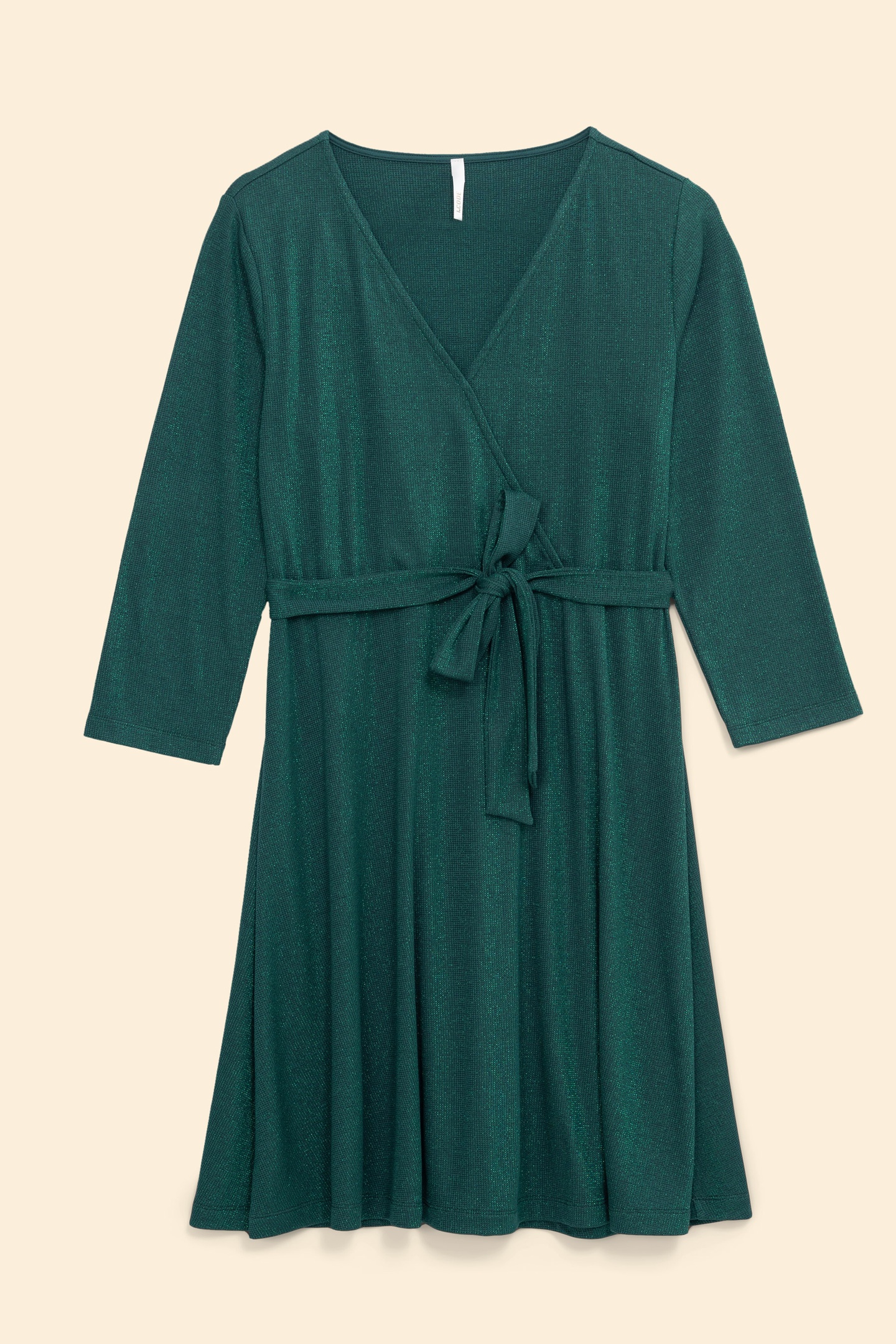 GREEN LUREX WAFFLE KNIT DRESS GREEN 4