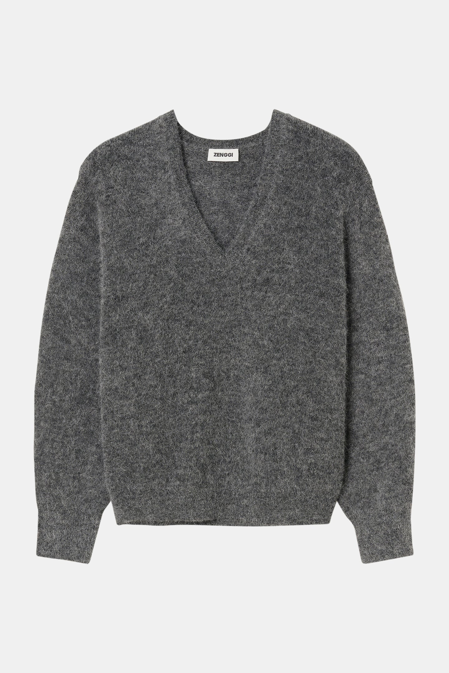 ALPACA RELAXED V-NECK PULLOVER CHARCOAL 3