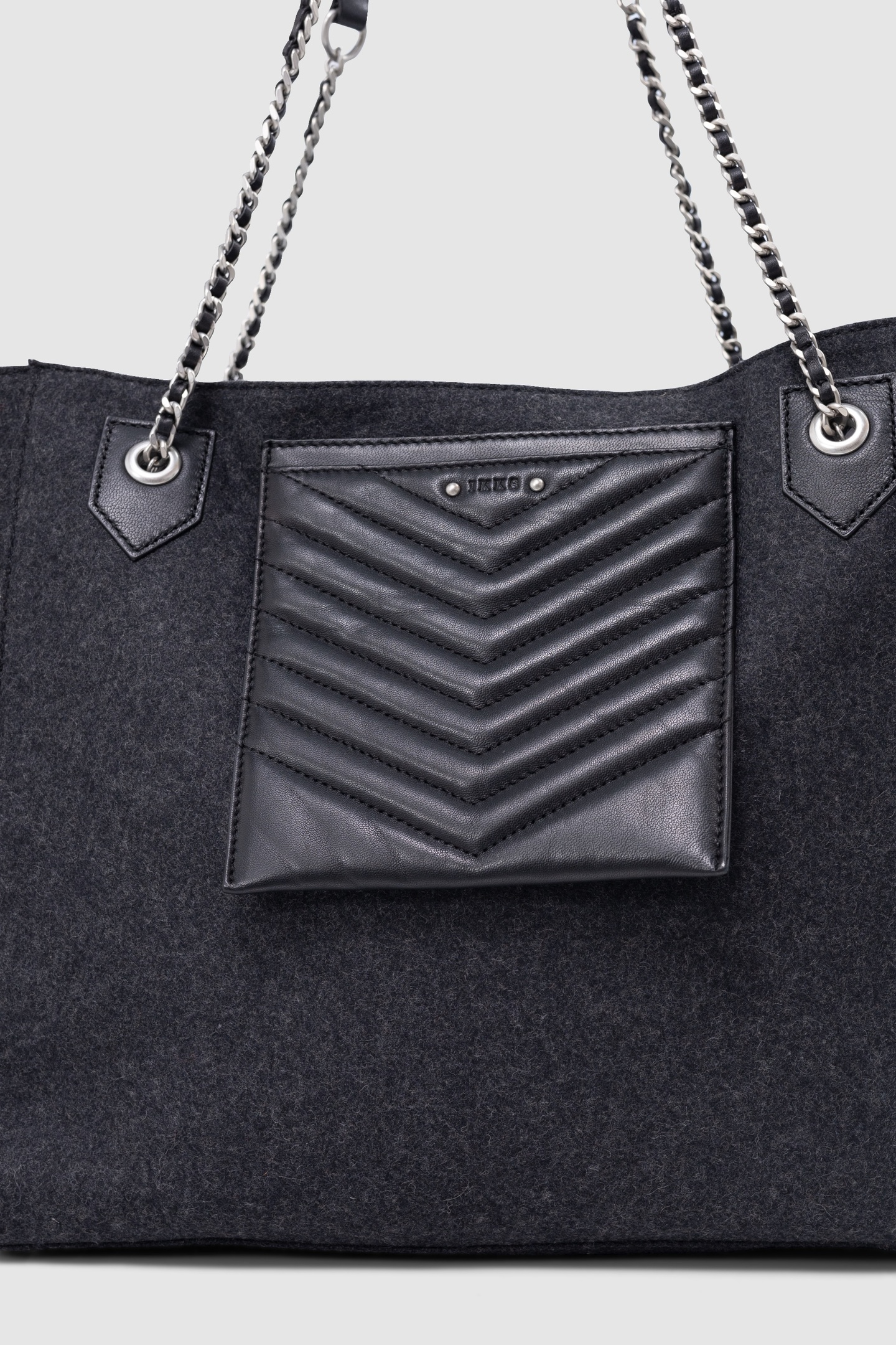 BAG 1440 GREY MIX FLANNEL AND LEATHER SIZE XL WOMAN 2