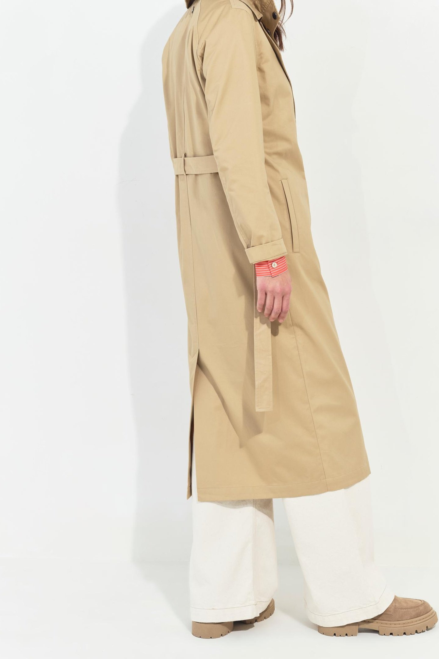 DAYLA - BEIGE ORGANIC COTTON TRENCH COAT WITH REMOVABLE HOOD 9
