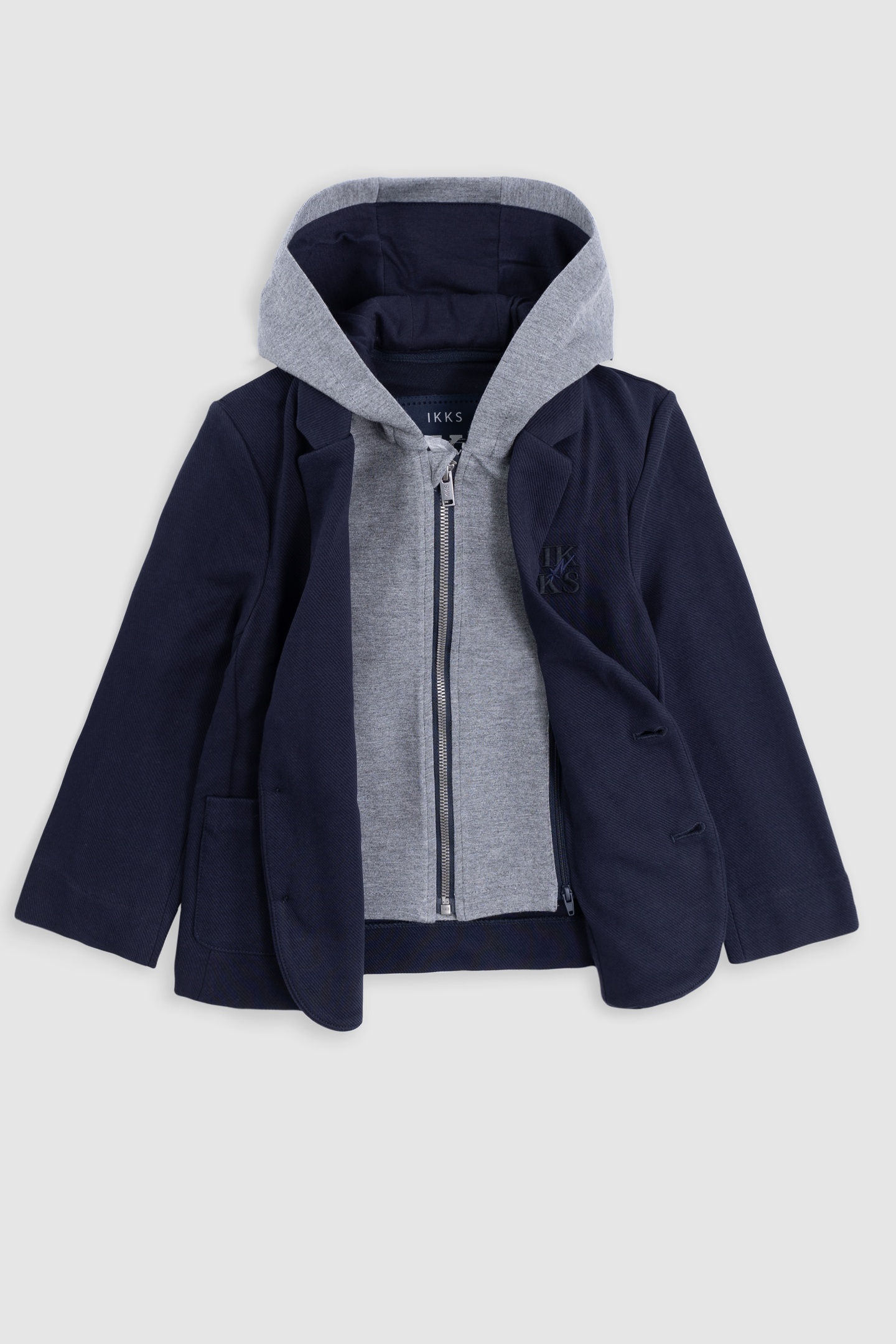 BOYS' NAVY SUIT JACKET WITH REMOVABLE PIPING 4