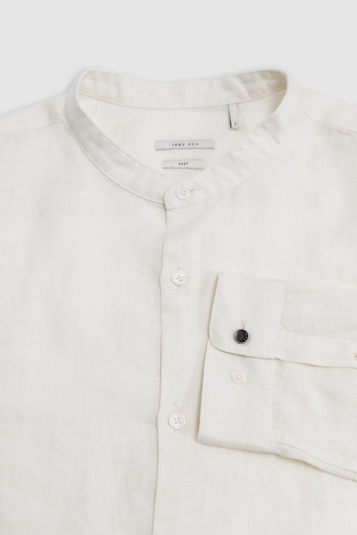 CHALK LINEN REGULAR SHIRT WITH MANDARIN COLLAR 6