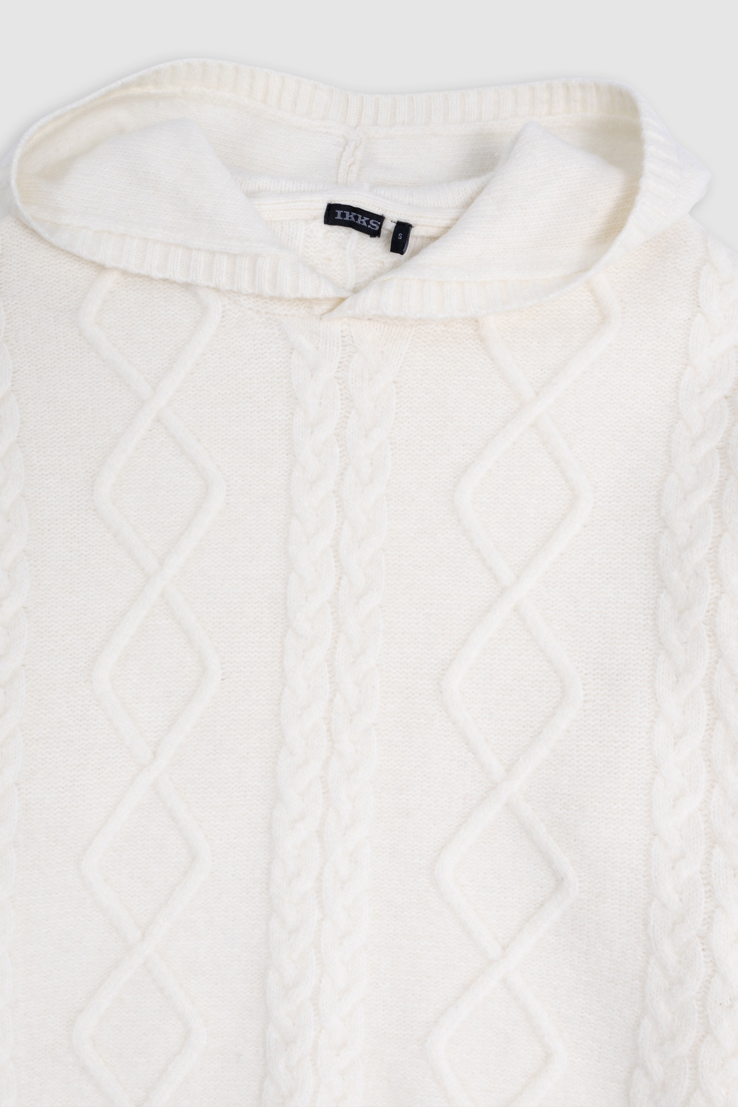 GIRL'S BEIGE HOODED CABLE KNIT SWEATER 3