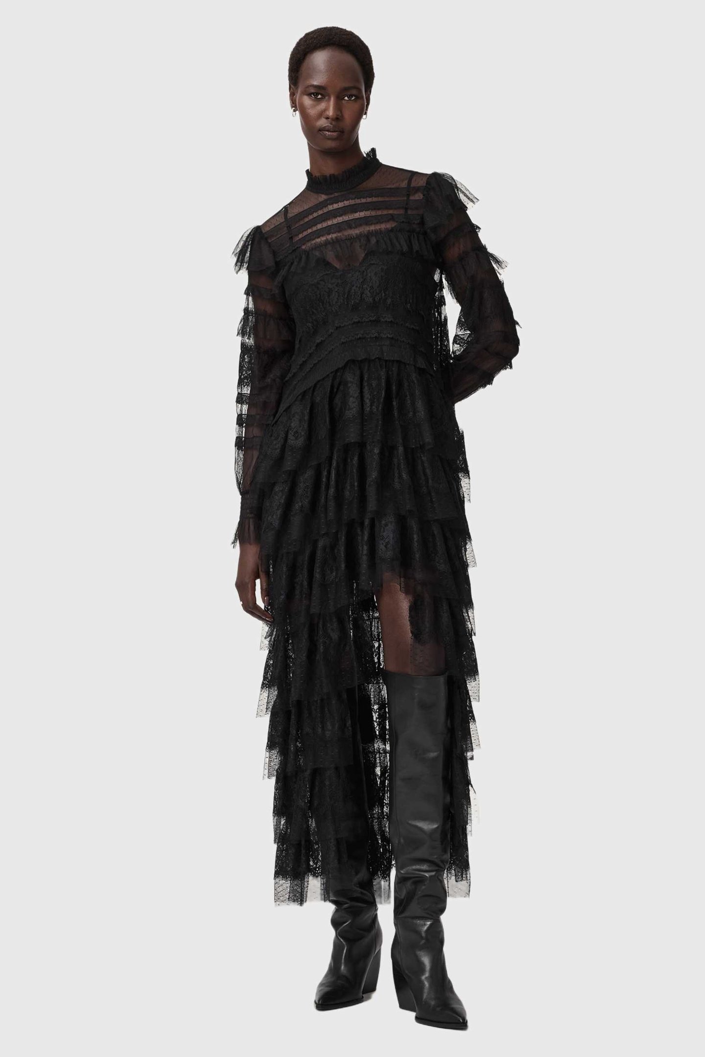 CAVARLY LS MAXI DRES LACE BLACK 2