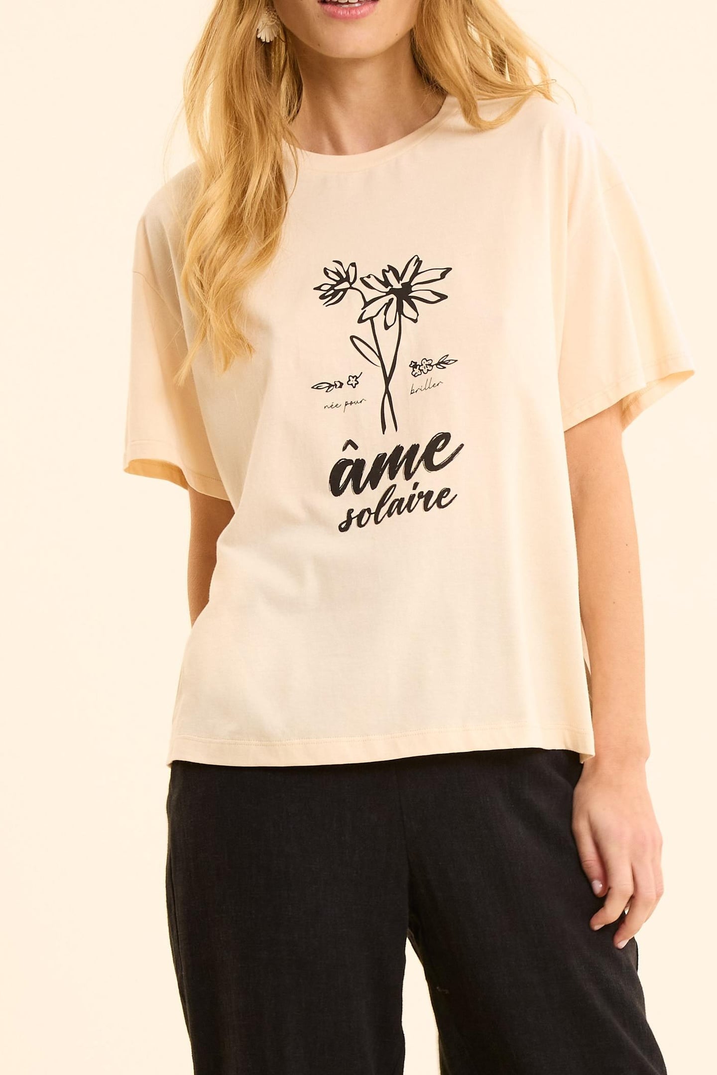 SHORT-SLEEVED ECRU FLORAL T-SHIRT ECRU 2