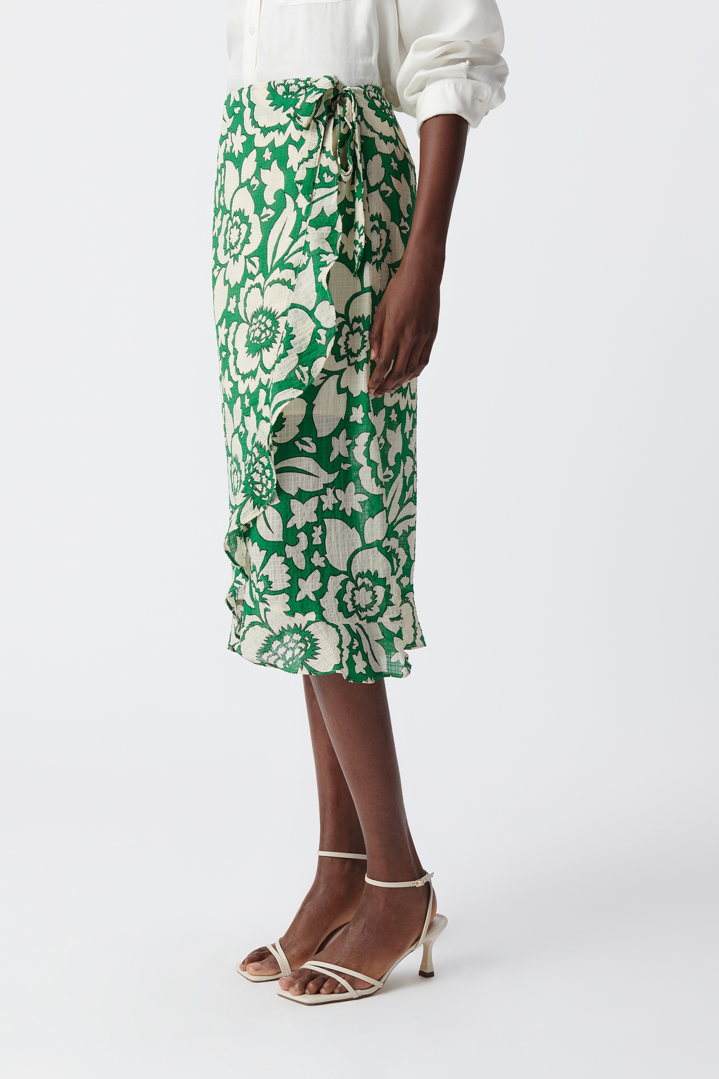 GREEN MAXI TROPICAL PRINTED MIDI SKIRT 4