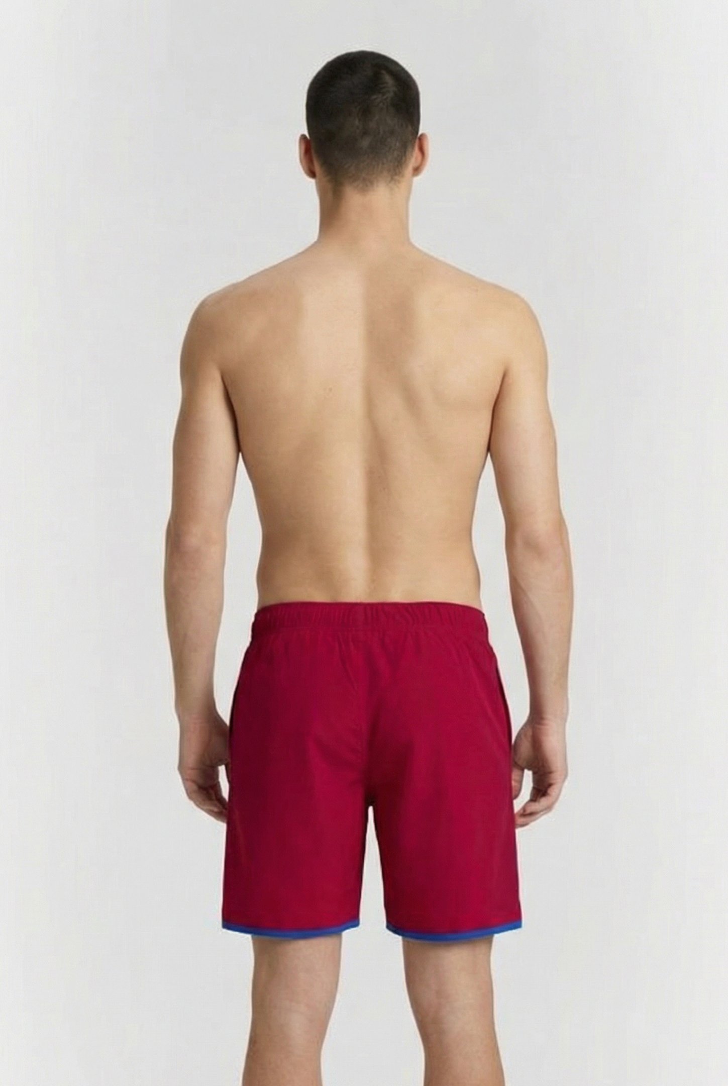 MEN'S ARENA ICONS BEACH BERMUDA LOGO BURGUNDY-NEON BLUE 2