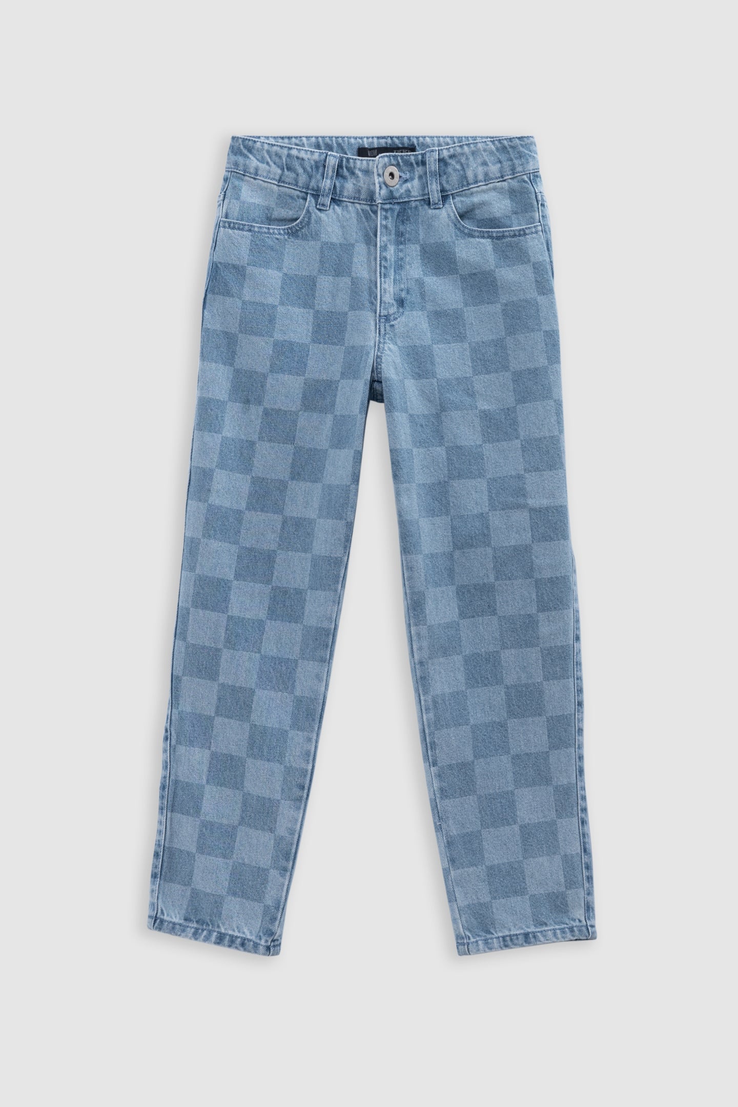 MOM BLUE WATERLESS CHECKERBOARD JEANS 1