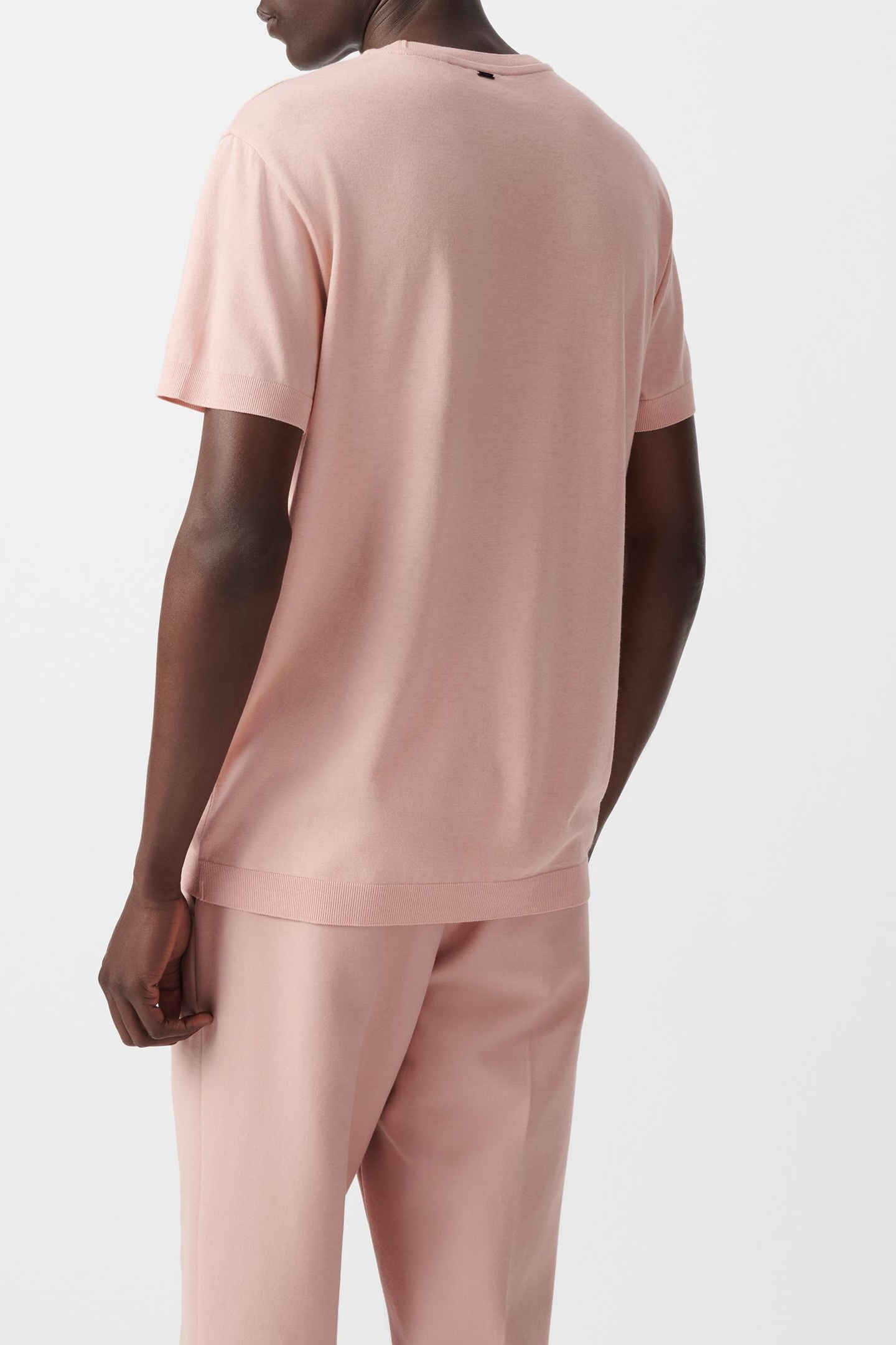 PINK COTTON MODAL CREW NECK T-SHIRT 4
