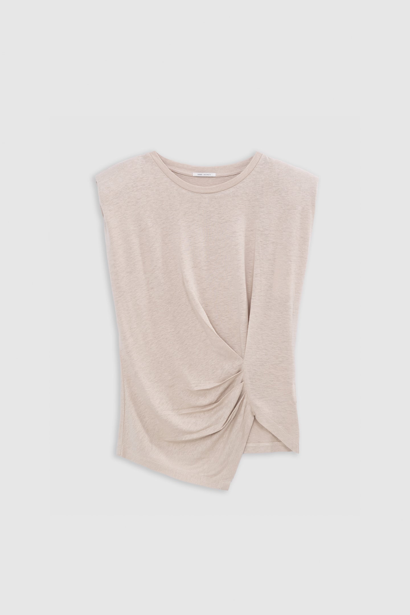 BEIGE SLEEVELESS TEE WITH DRAPED EFFECT 3