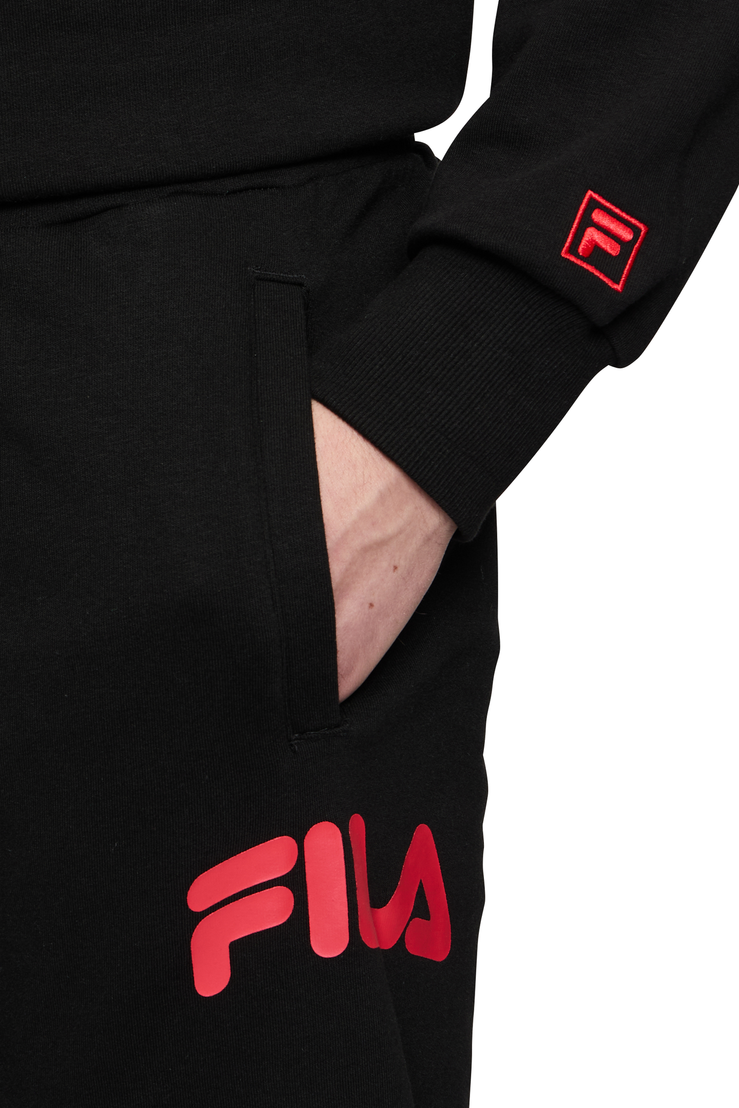 LAGESSE LOOSE SWEAT PANTS BLACK-TRUE RED 6