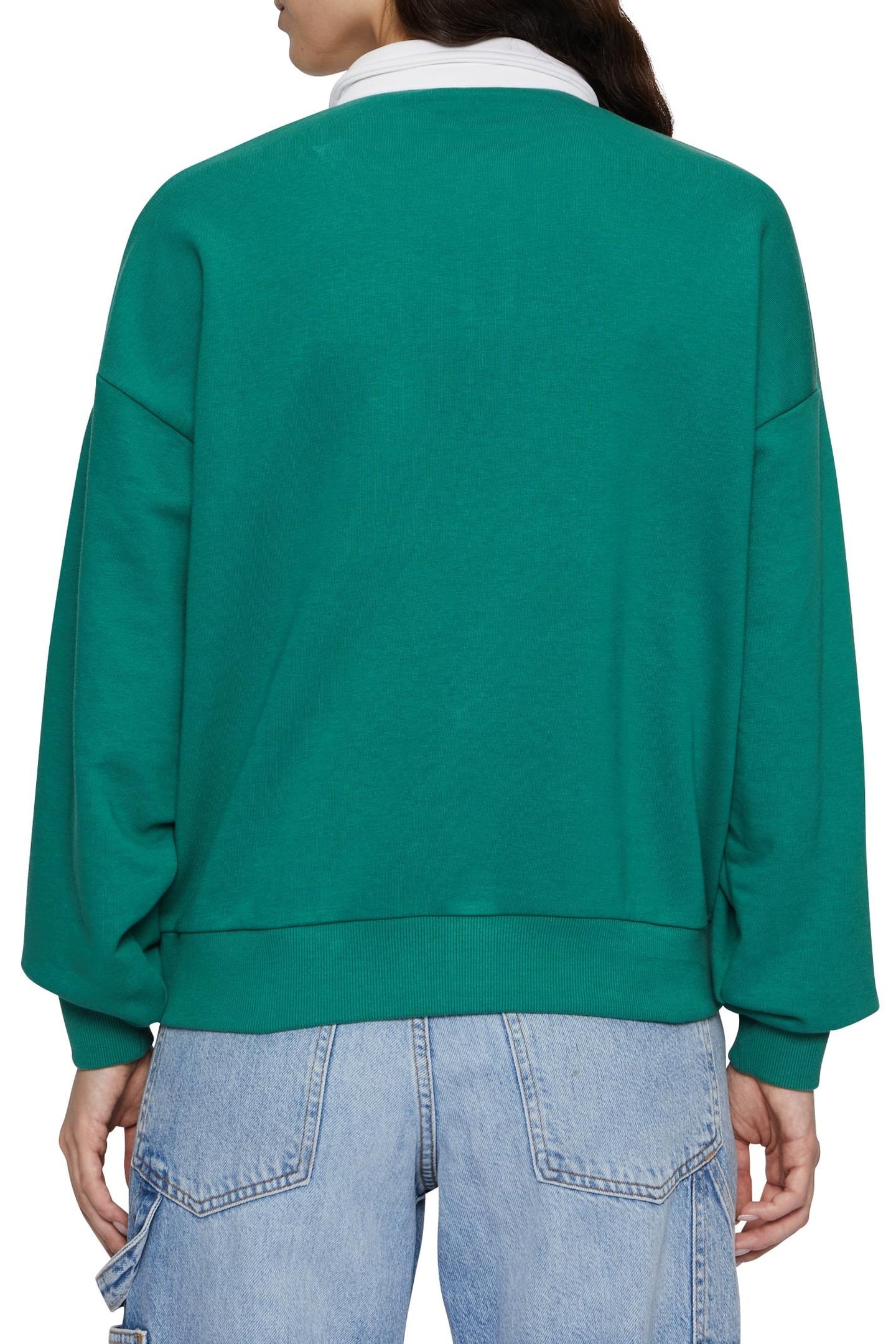 LANGOGNE OVERSIZED CROPPED POLO SWEAT FIR-BRIGHT WHITE 3