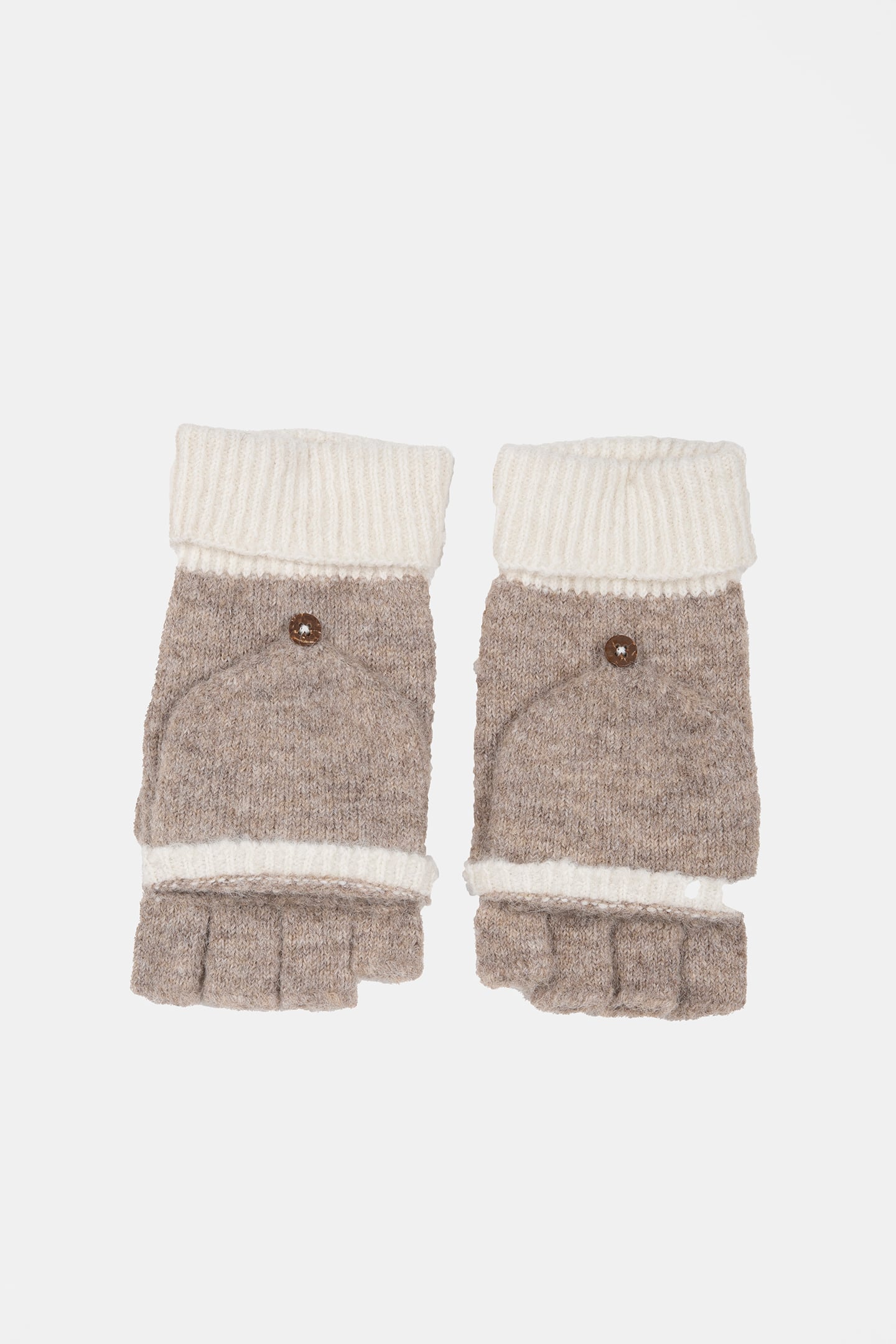 EMMA KNITTED FLIP MITT DARK NATURAL 1