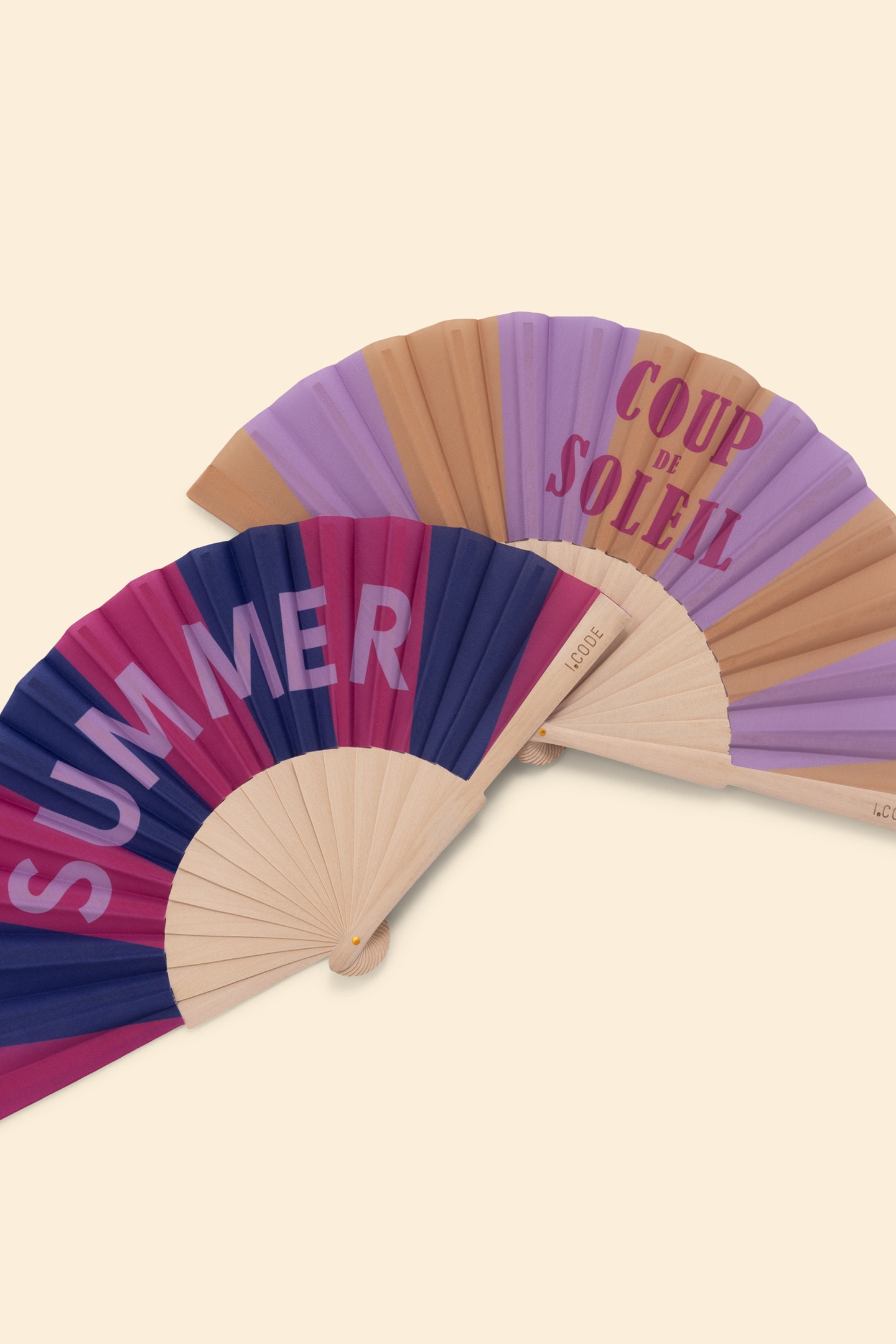 WOODEN FAN WITH MESSAGE AND BLUE STRIPES INDIGO 2