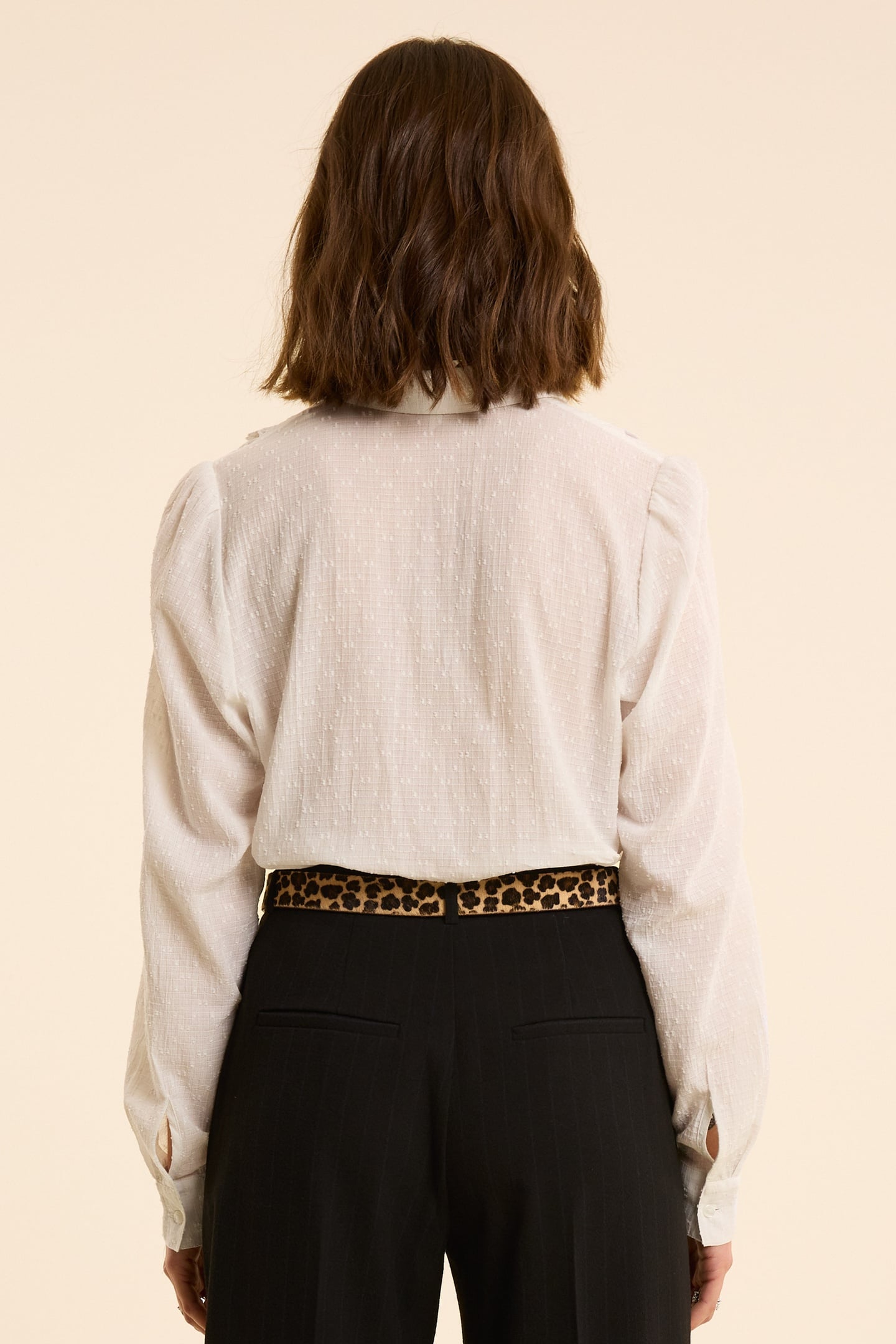 WHITE SHIRT, EYELET EMBROIDERY & PLEATED PANEL OFF-WHITE 3