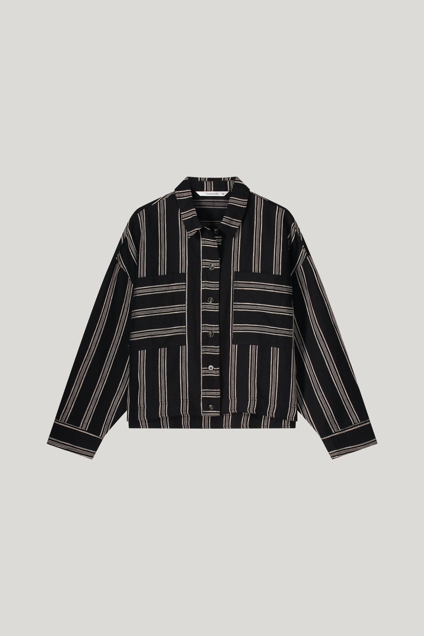 BLOUSE LINEN STRIPE BLACK 4
