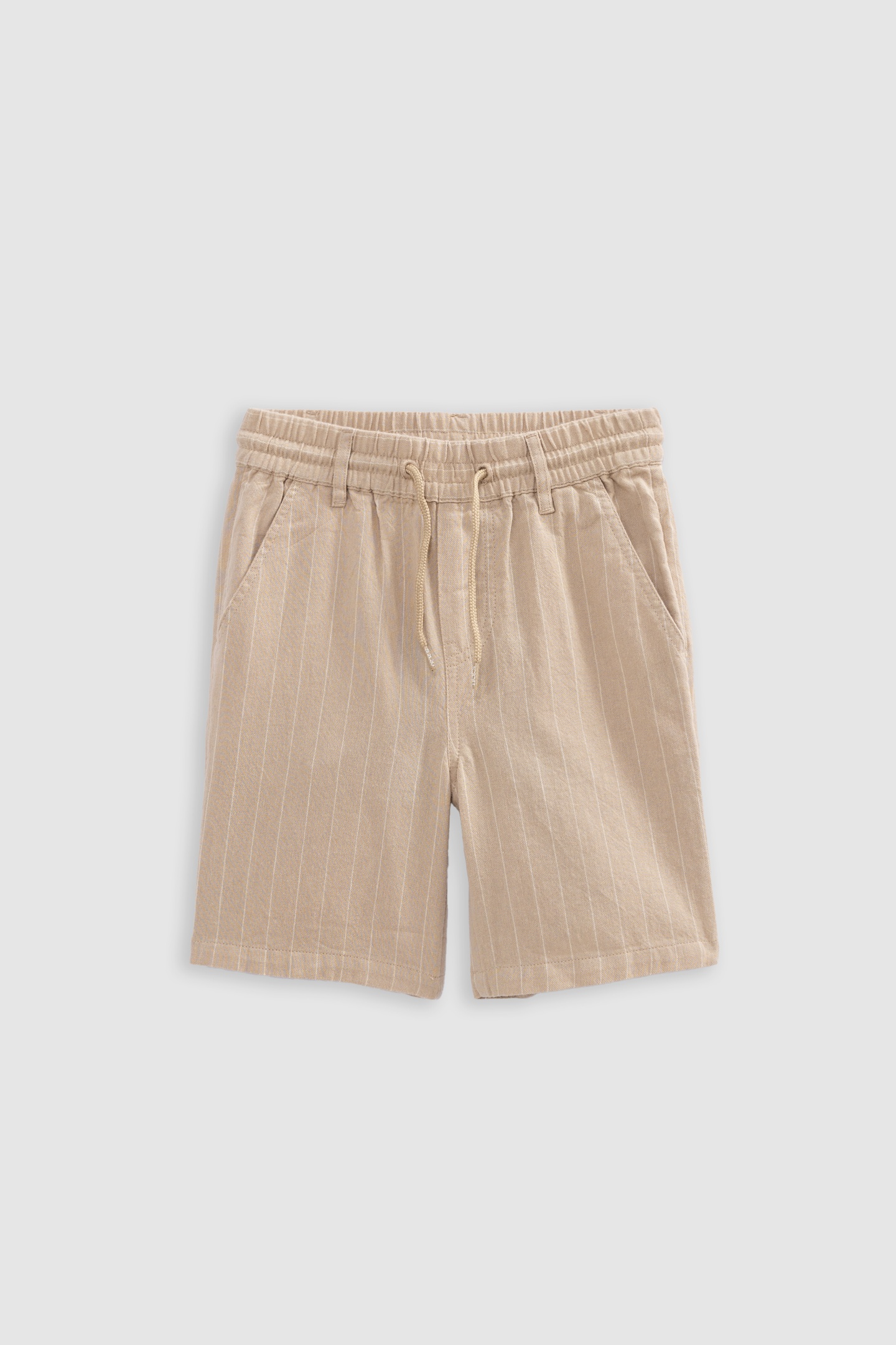 BEIGE ORGANIC COTTON BERMUDA SHORTS WITH STRIPES 1