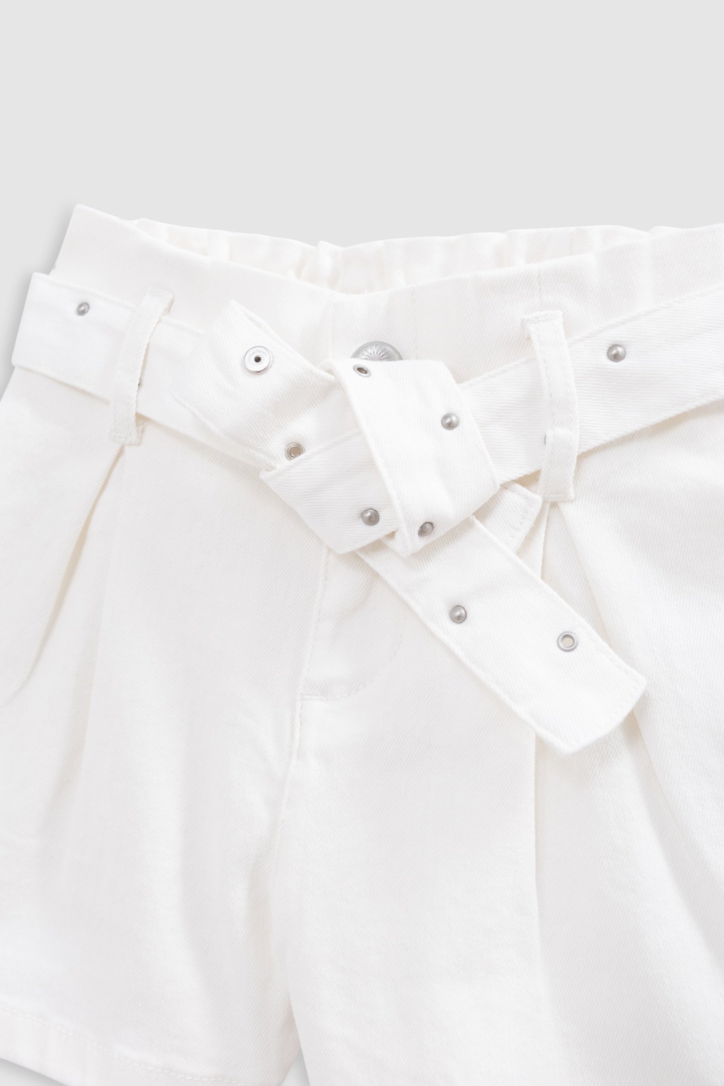 ECRU DENIM SHORTS WITH STUDDED BELT AND EYELETS 3
