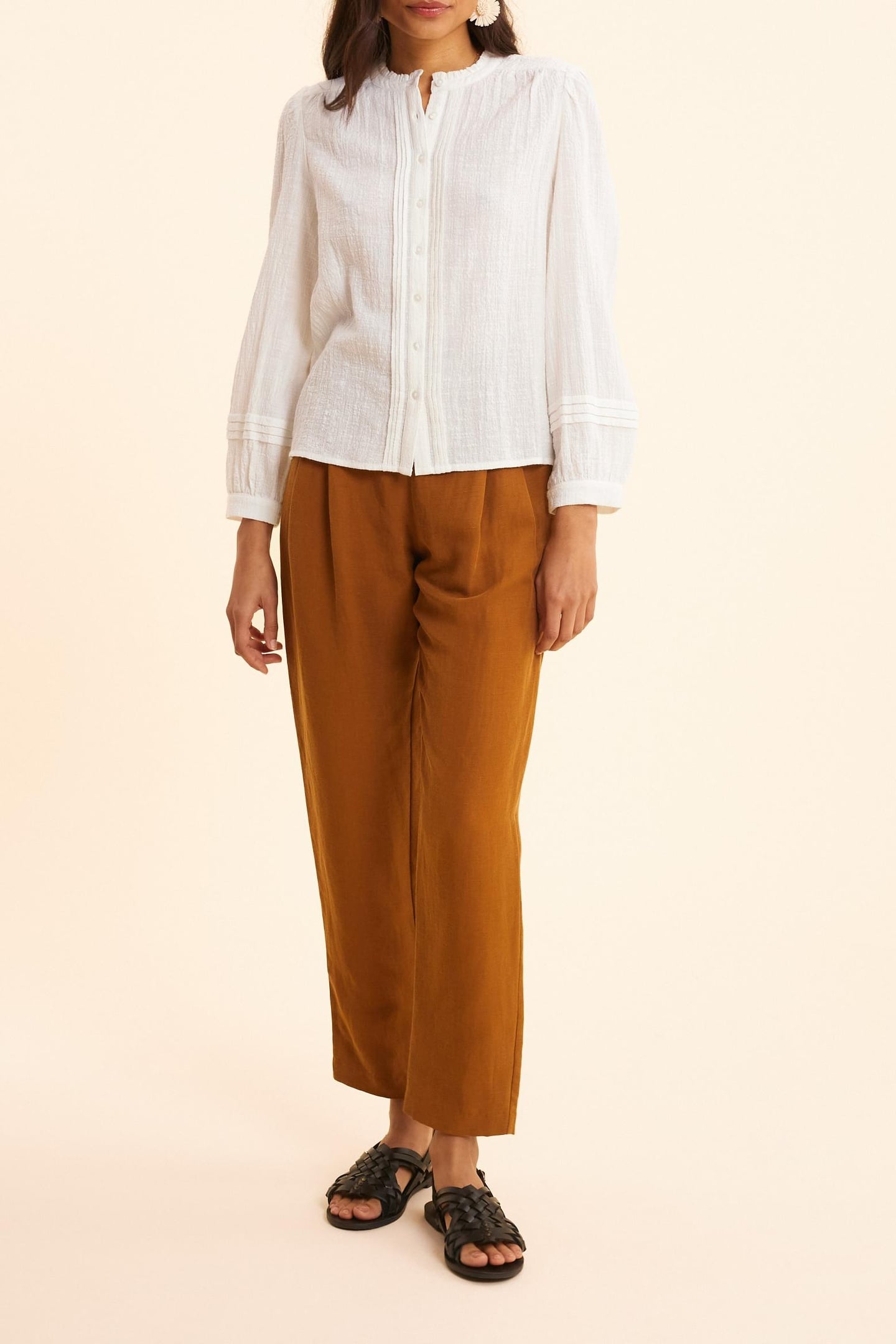 ECRU SHIRT WITH PLEAT DETAIL ECRU 2