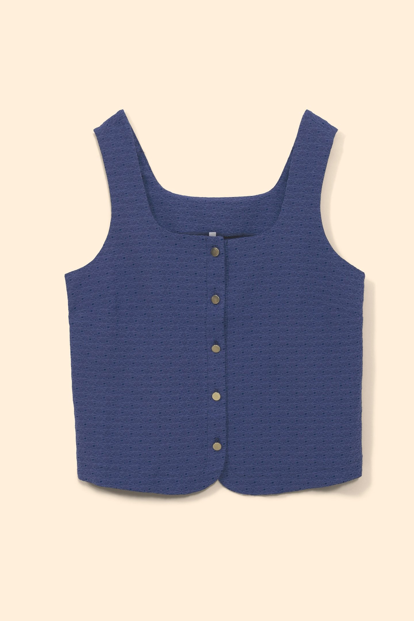 BLUE DECORATIVE JACQUARD BUTTONED TOP SAPPHIRE BLUE 3