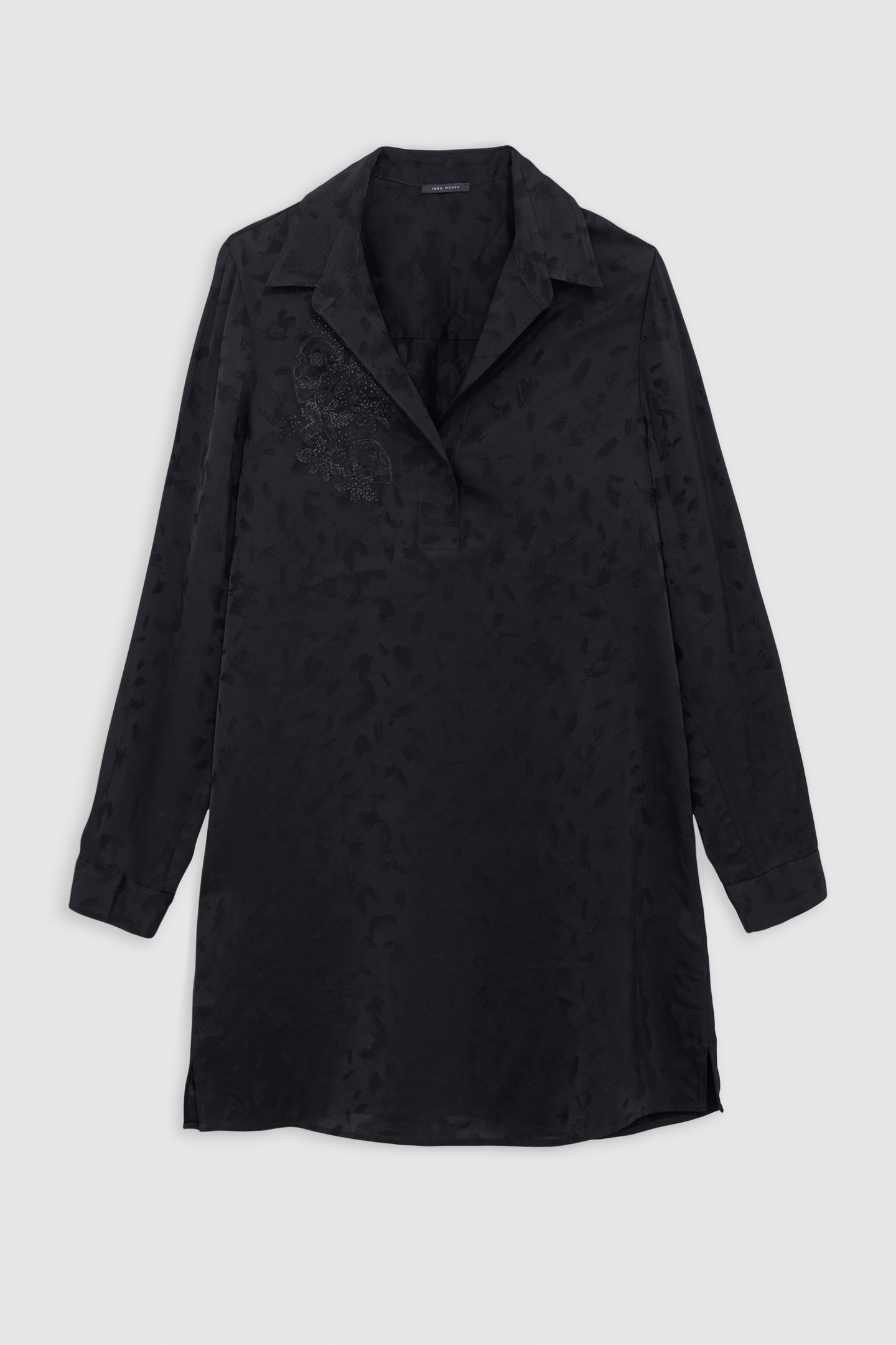 BLACK JACQUARD DRESS WITH ARTY EMBROIDERY MOTIF 5