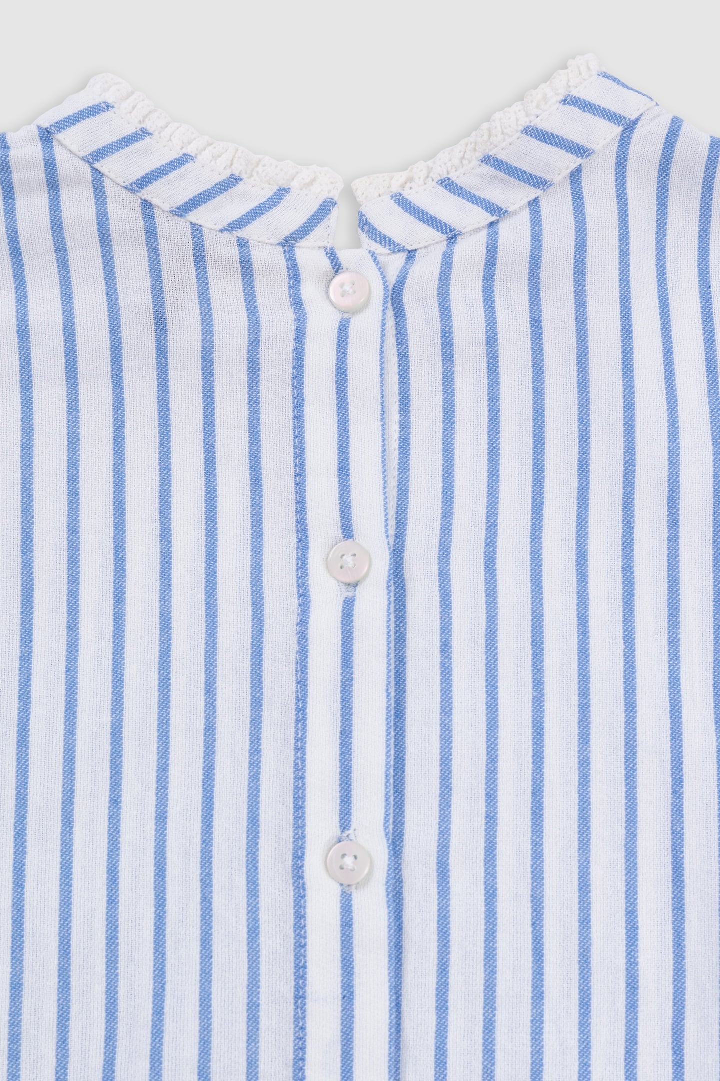 BLUE STRIPED BLOUSE WITH LACE COLLAR AND BASQUE 7