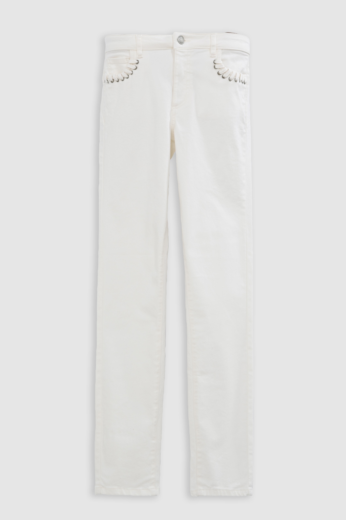 POWERSTRETCH WHITE SLIM JEANS WITH LACING POCKETS NINA 6