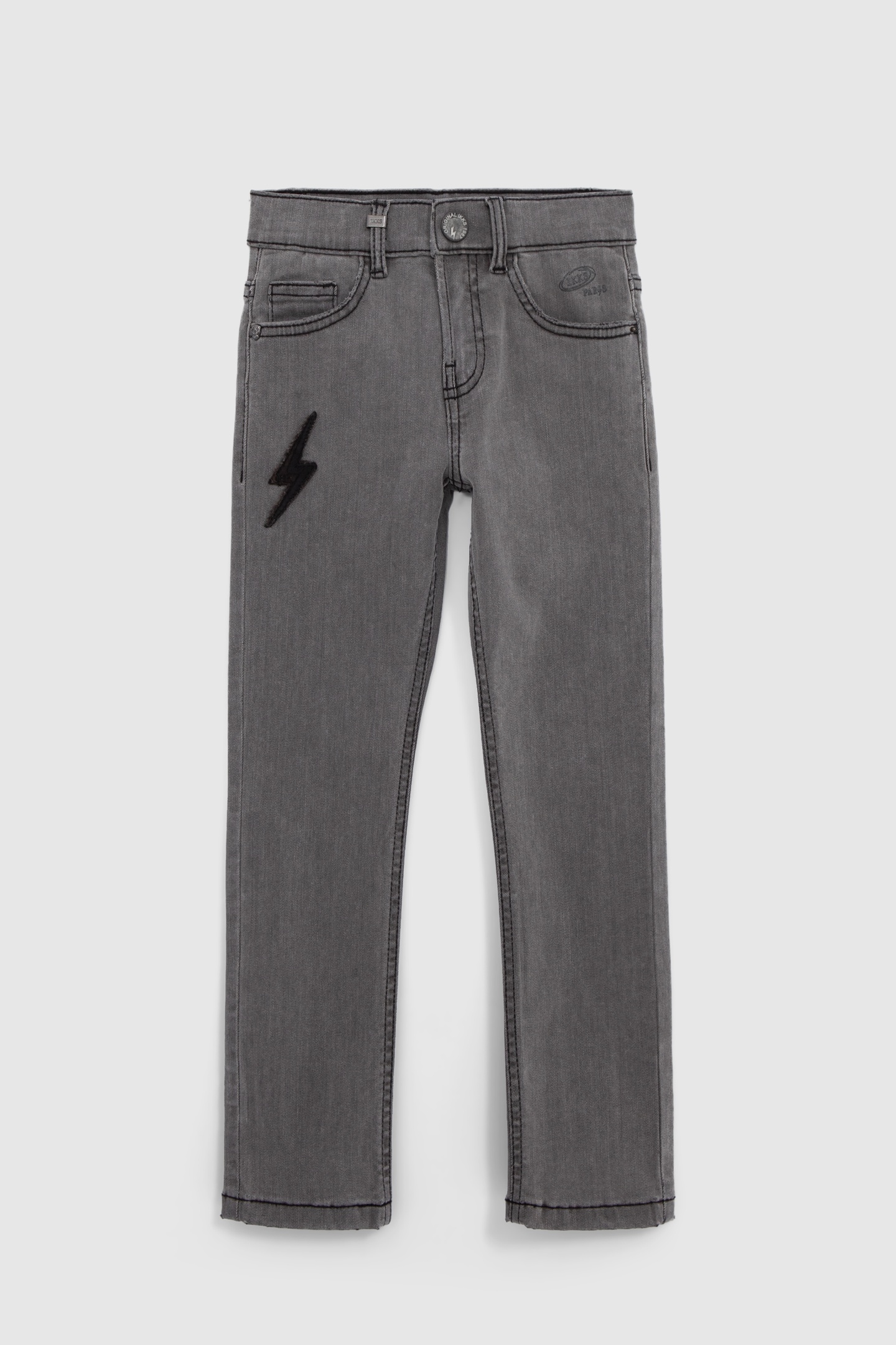 BOY’S GREY SLIM JEANS WITH BADGE AND JACRON LIGHTNING 1